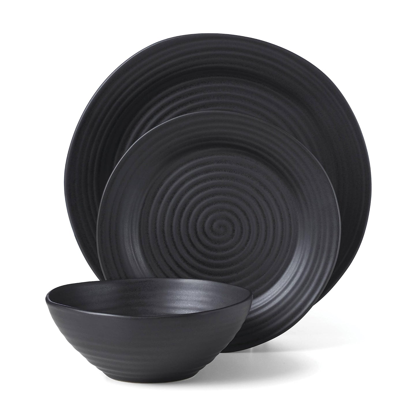 Oneida 895938 Ridge Black 12 Piece Dinnerware Set