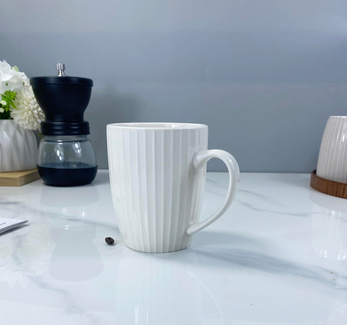 MIWARE 11 Ounce Porcelain Mugs, Set of 6 Coffee Mugs for Tea, Milk, Hot Cocoa, White