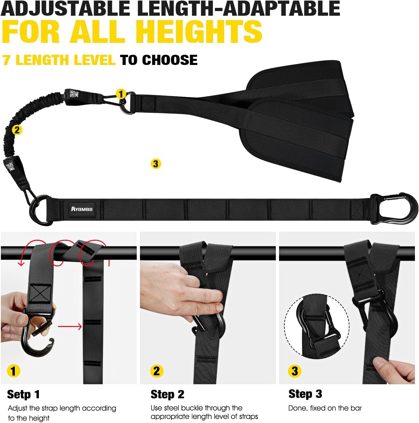 Ayombo Pull up Assistance Bands, Adjustable Heavy Duty Pull Up Assist Equipment with 4 Assistance Band - Resistance Bands for Pull Up Bar Workout, Home Gym Fitness Exercise Strength Training