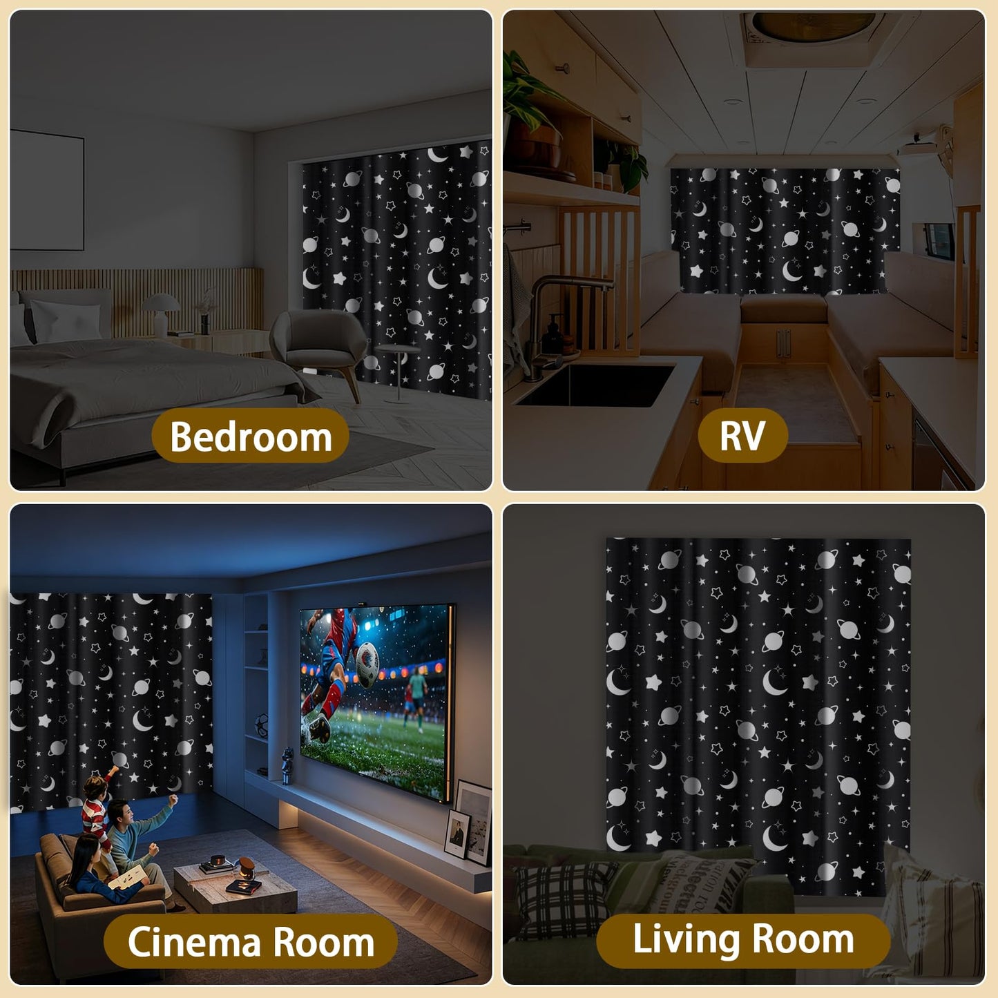 Yelmzir Portable Blackout Blind with Suction Cups, Adjustable Window Black Out Curtains No Drill, Temporary Blackout Window Covering for Bedroom, Travel, RV, 78" x 51"