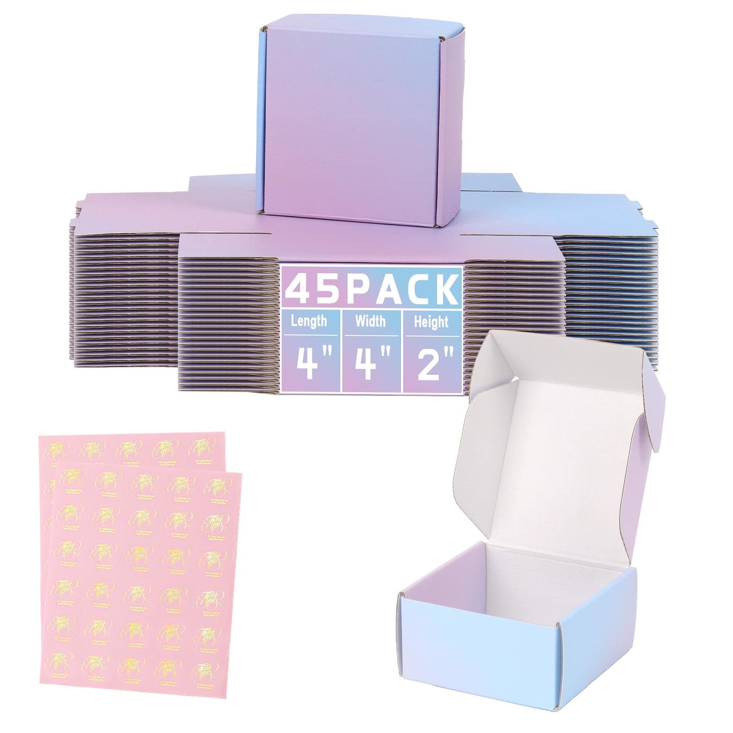 DERZIFUN 4x4x2 Inch Purple Shipping Boxes for Packaging Small Business, 45 Pack Mailer Boxes Corrugated Cardboard Mailing Box