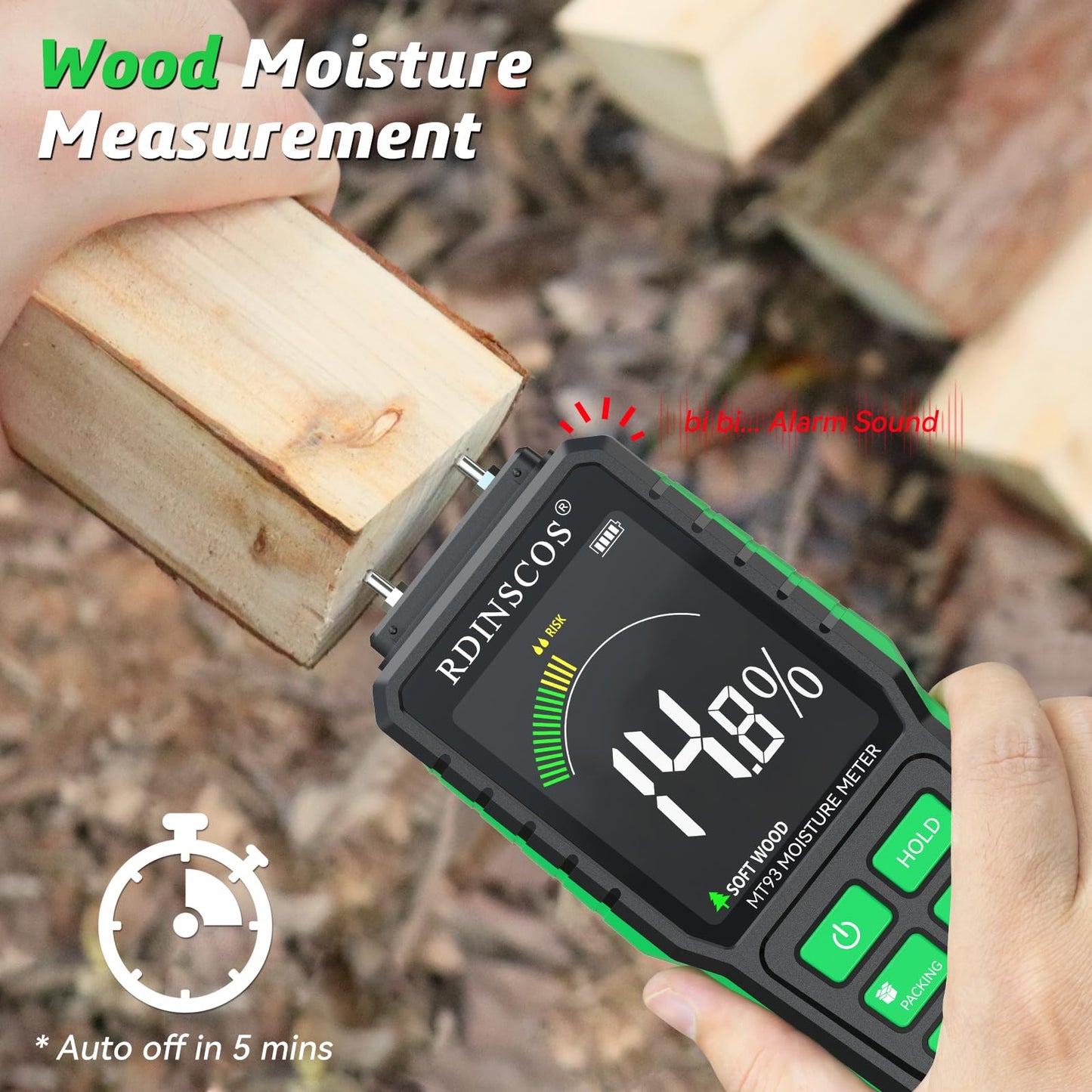 Rechargeable Wood Moisture Meter Digital Moisture Meter with LCD Display, Suitable for Wood, Firewood, Masonry, Walls, Building Materials