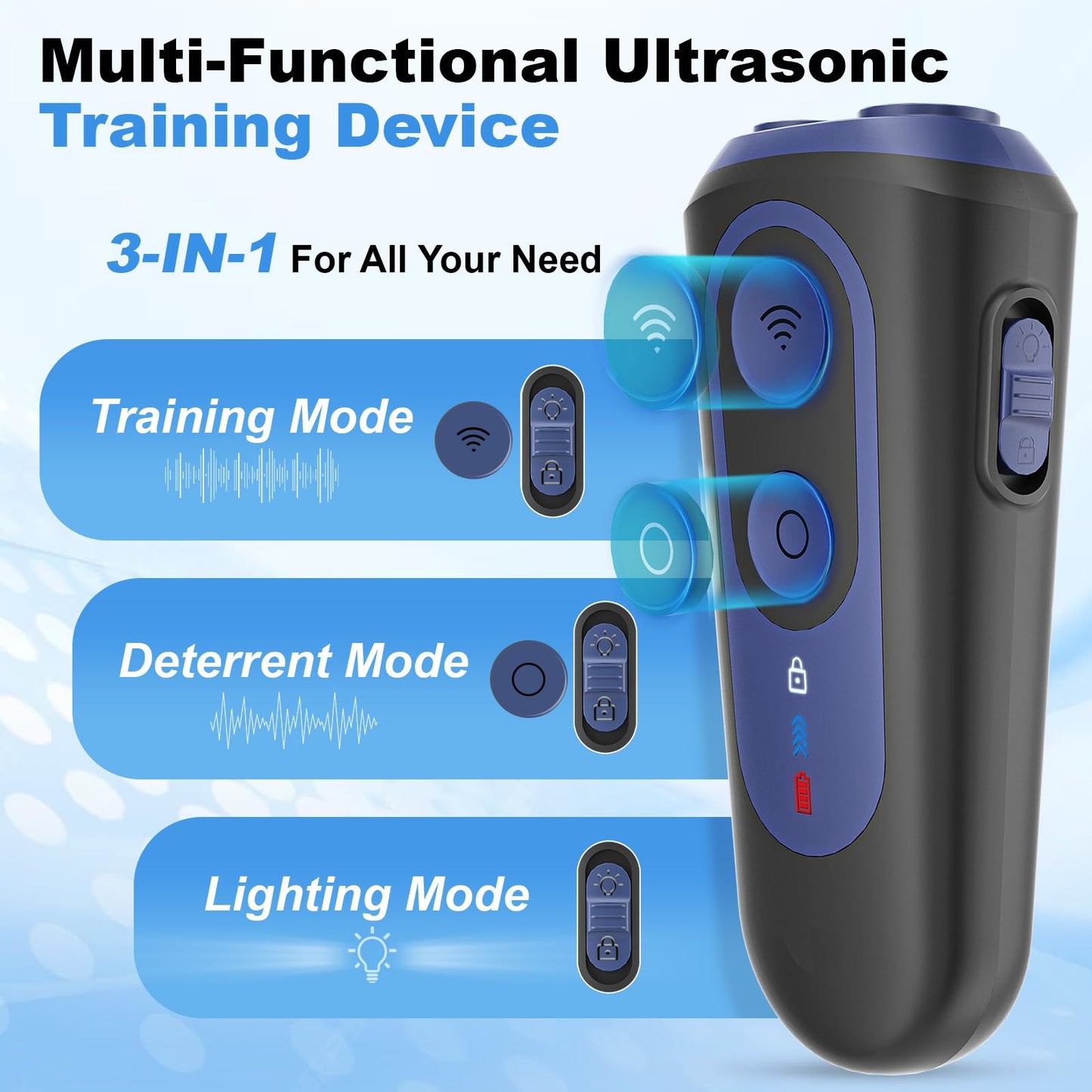 Anti Barking Device for Dogs, Ultrasonic Dog Barking Deterrent Devices with 2 Modes, Dog Bark Control & Training Aid, Portable Bark Deterrent for Dogs with Flashlight