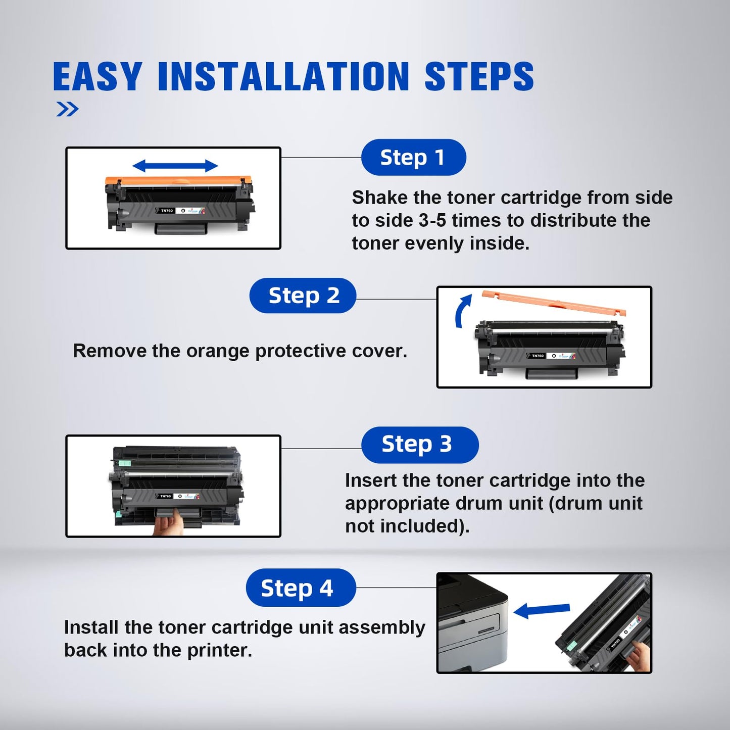 (New Chip) TN760 Compatible Toner Cartridges Replacement for TN760 TN-760 TN730 Toner Work with DCP-L2550DW HL-L2350DW MFC-L2750DW MFC-l2710DW HL-L2370DW HL-L2390DW HL-L2395DW Printer(4 Black)