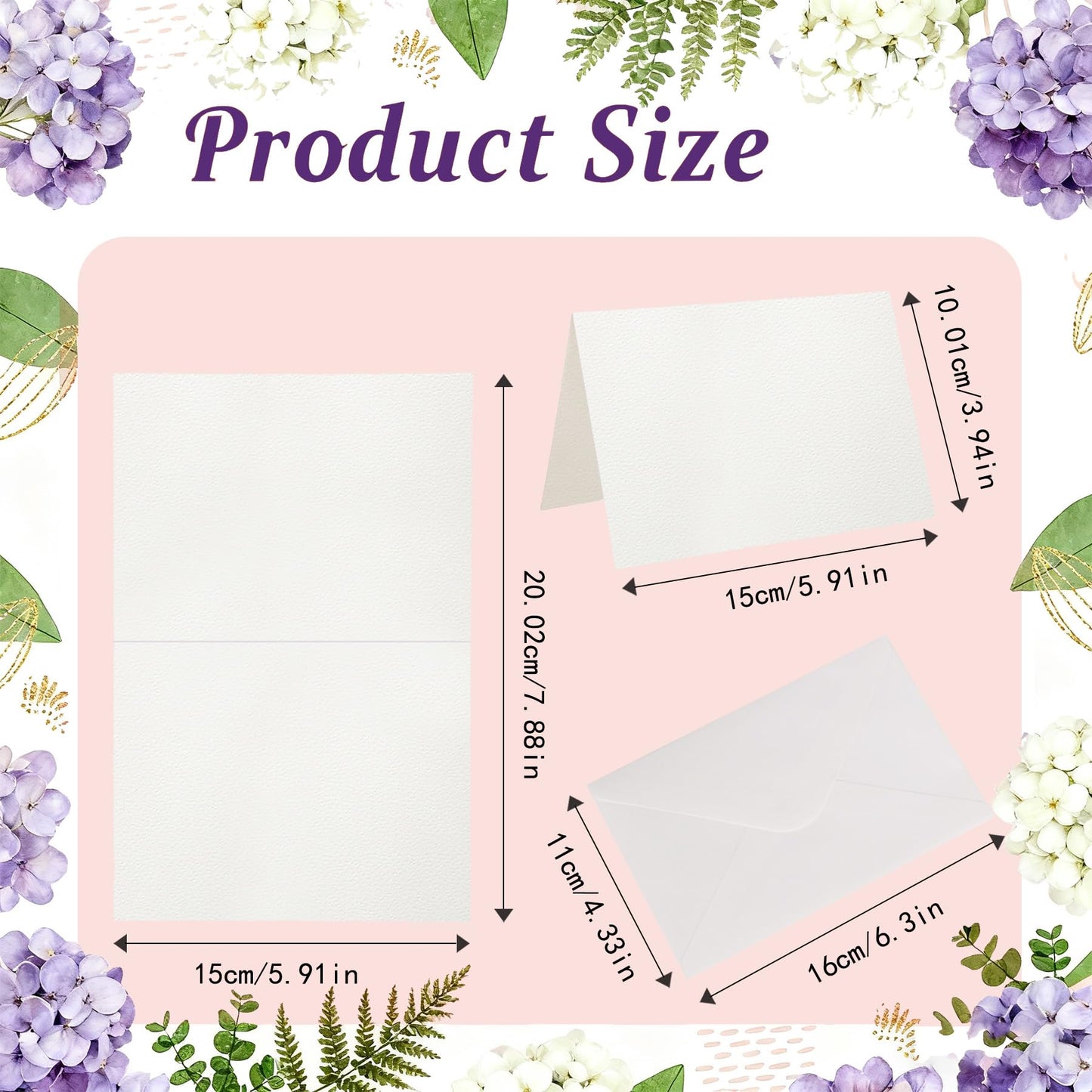 60 Sets Watercolour Cards with Envelopes, 140 lb/300 GSM Foldable Blank Postcards and Envelopes for Painting or Card Making, Perfect for Christmas, Birthday, 4x6 Inch