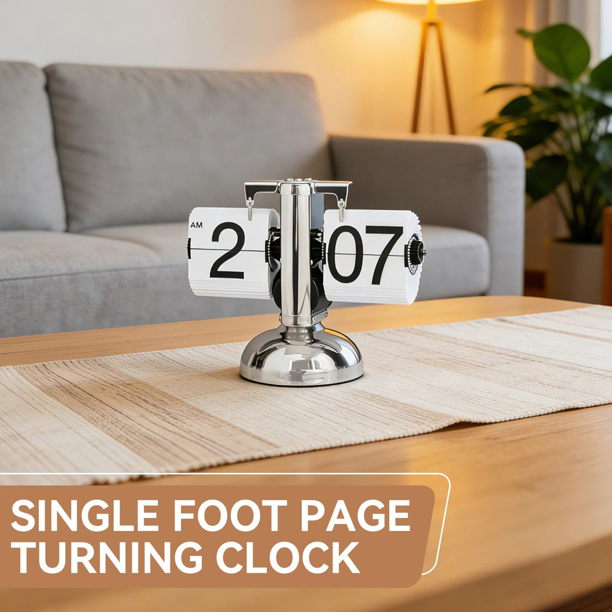 Flip Desk Clock,Retro Digital Flip Down Clock,Retro Minimalist Single Foot Mechanical Auto Flip Clock Desk Clock Digital Display for Home Livingroom(White)