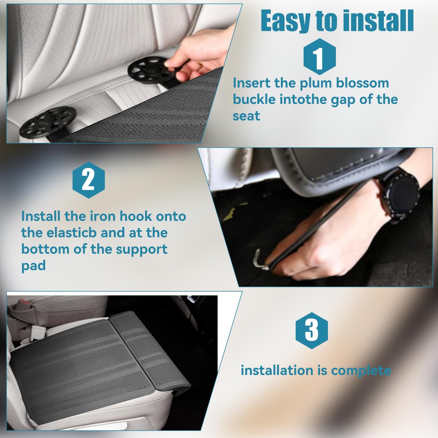 JOJOCY Car Seat Leg Extender Support Cushion, Upgraded Leather & Memory Foam Leg Rest Pad for Drivers, Office Chairs, Buses, Trains, Universal Fit, Breathable, Anti-Slip