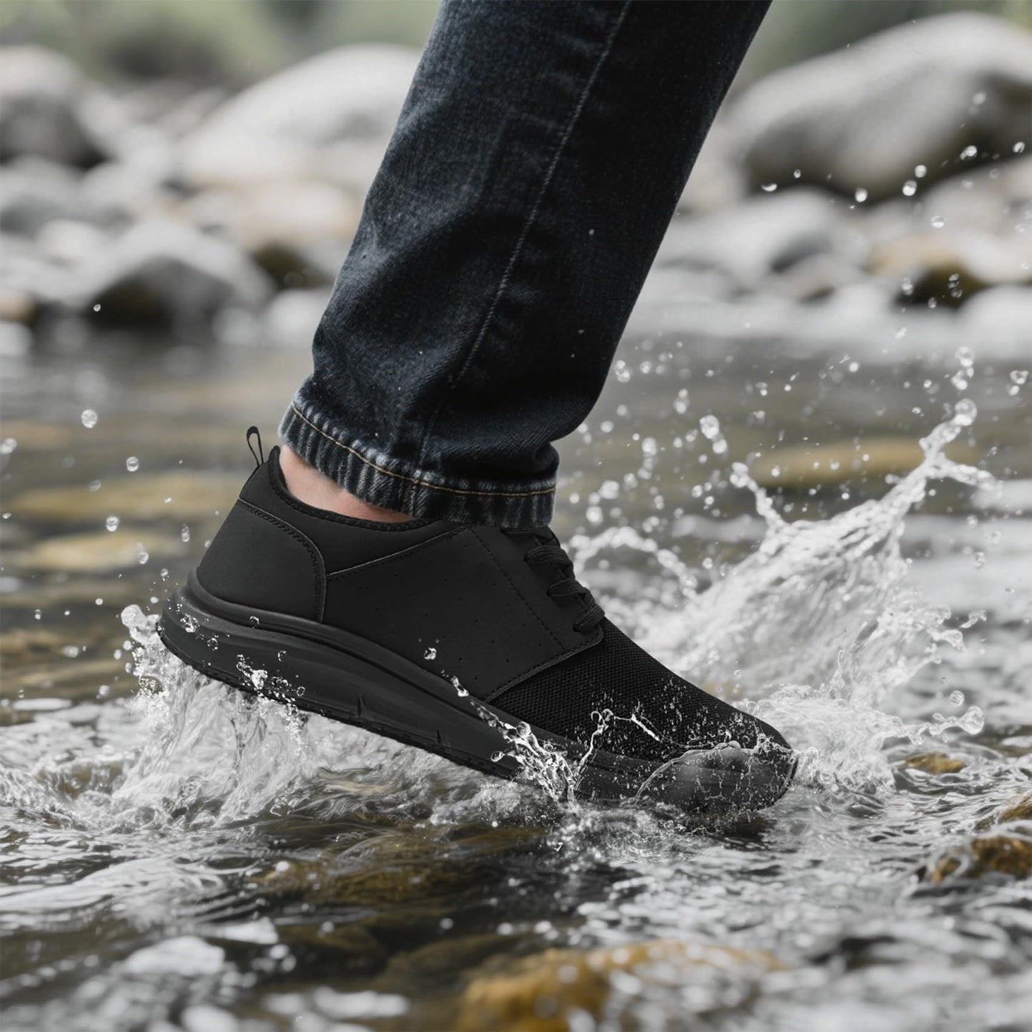 ZIGSAM Men Non Slip Shoes Food Service Work Kitchen Chef Slip Resistant Restaurant Slip on Sneakers Walking Cushion Working Footwear, 10.5 Black