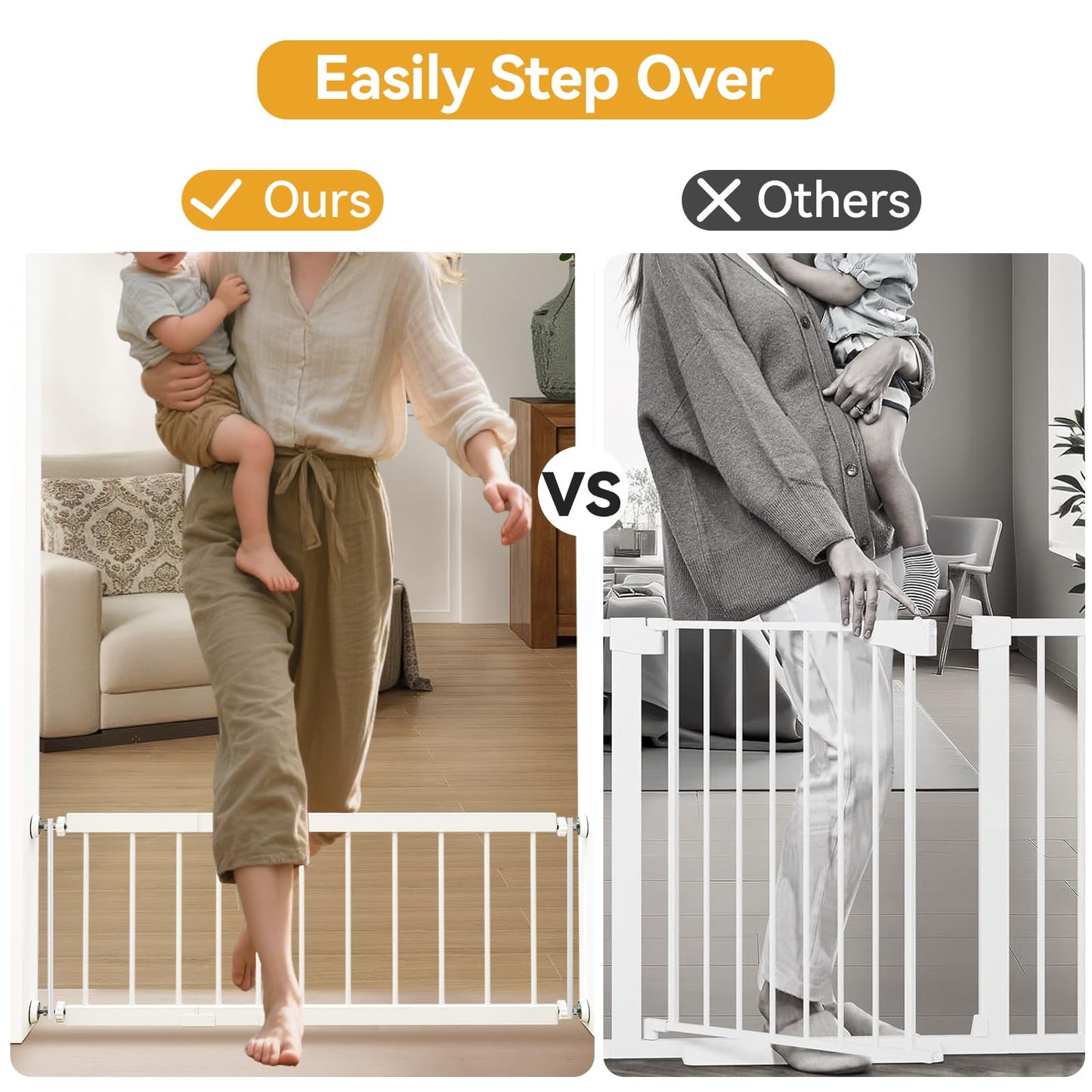 Dog Gate Indoor for Small Dogs or Breeds, 10'' High Short Dog Gate to Step Over, 18“-45” Wide Small Pet Gate with 3 Extension Kits for Doorways & Stairs