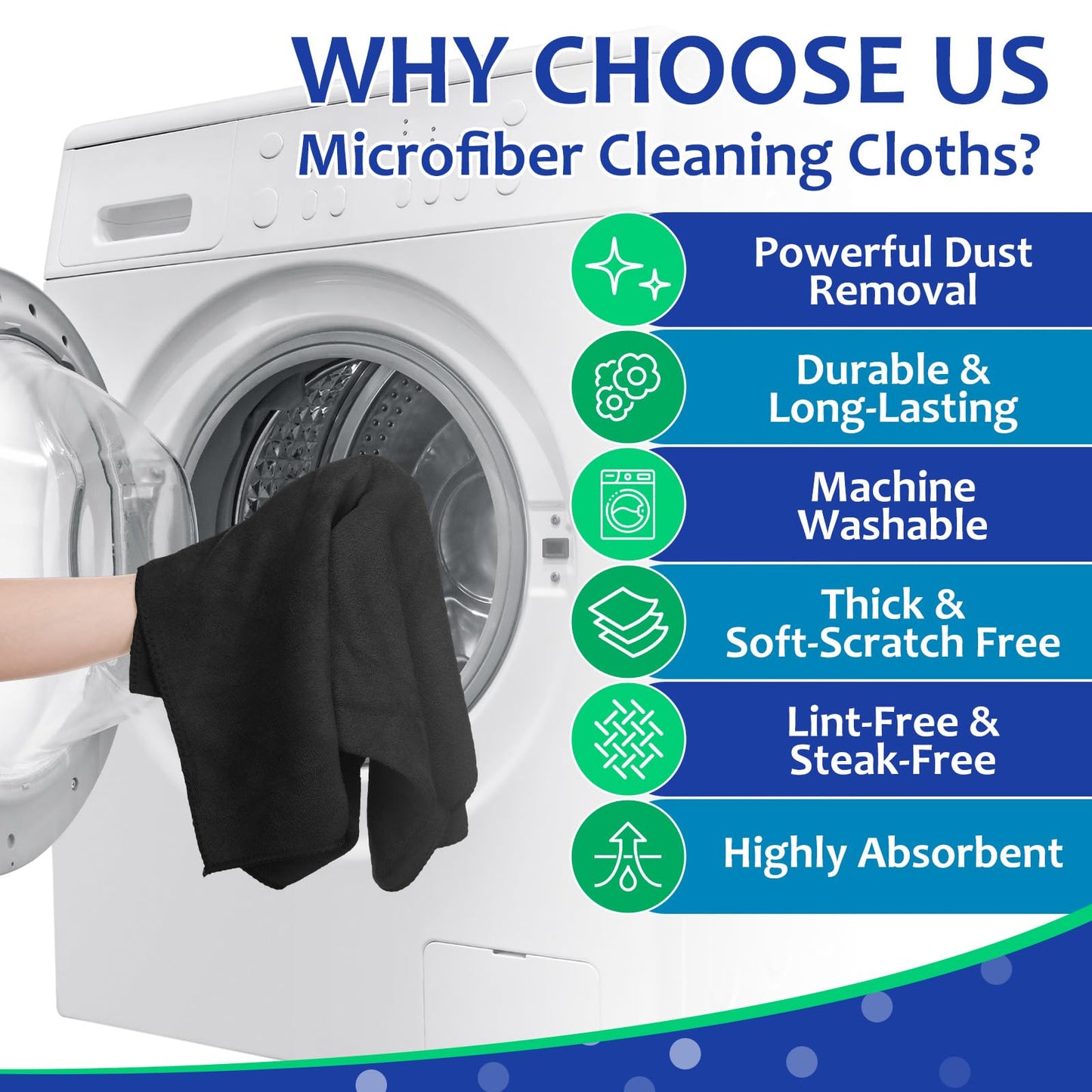 Newwiee 3 Pcs Extra Large Microfiber Cleaning Cloth 30" x 20" Washable Reusable Microfiber Towel Streak Free Lint Free Cloth for Cleaning Home Glass Office Window Bathrooms (Black)
