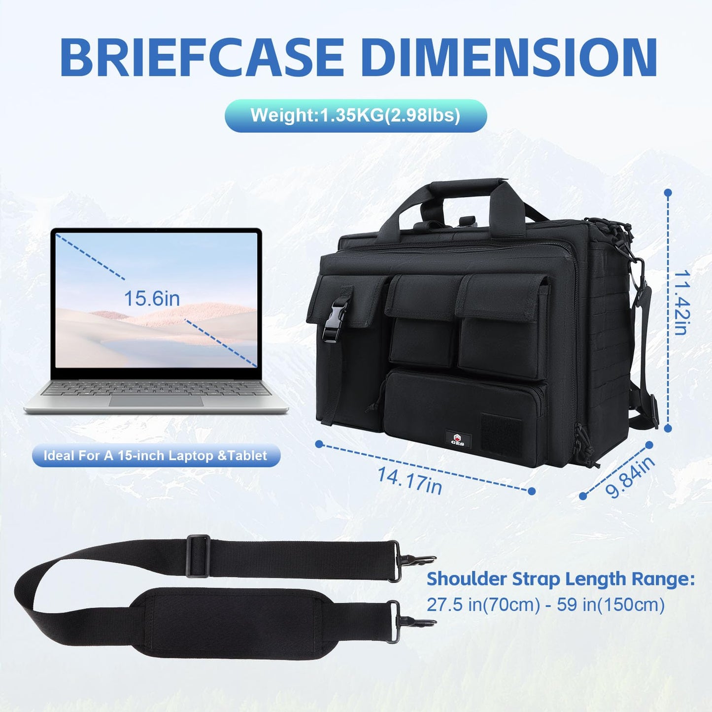 GES Multifunction Mens Outdoor Tactical Nylon Shoulder Laptop Messenger Bag