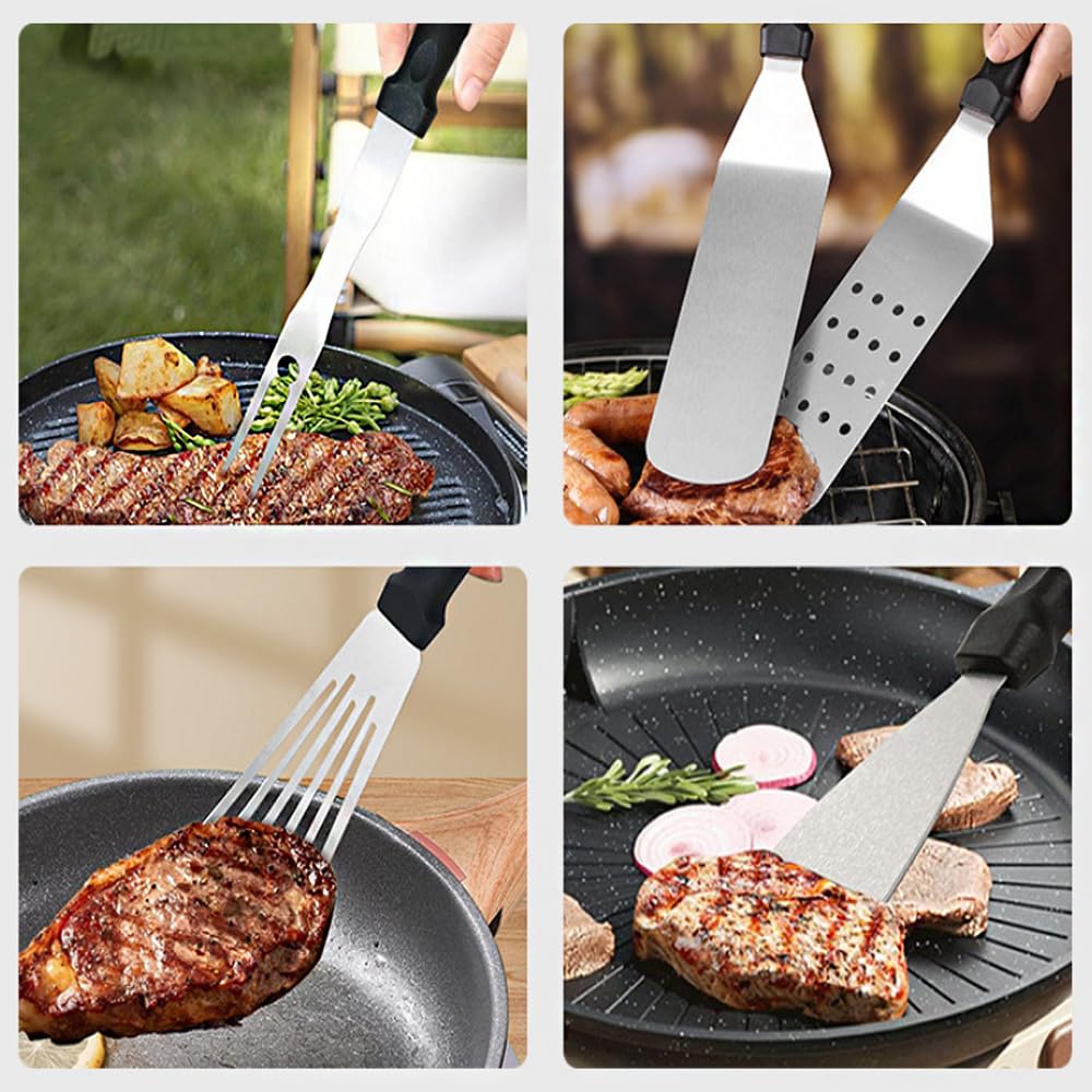 21Pcs Griddle Accessories Kit, Flat Top Grill for Blackstone and Camp Chef Metal Spatula Tools Set with Burger Press Scraper Basting Cover Grilling BBQ Cooking Kit, for Outdoor Grilling BBQ Cooking
