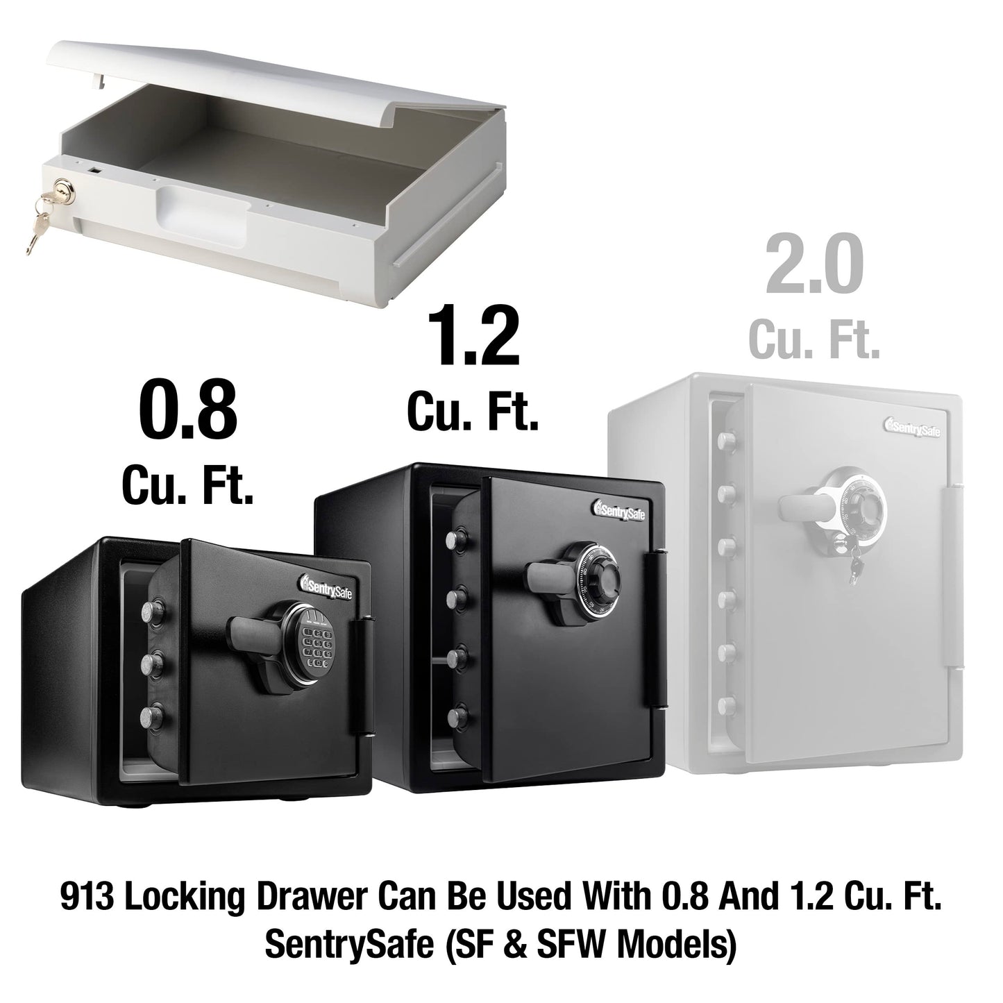 SentrySafe Locking Drawer for SFW082 and SFW123 Fireproof and Waterproof Safes, Multi-Positional Shelf Accessory for 0.8 and 1.2 Cubic Feet Safes, 913