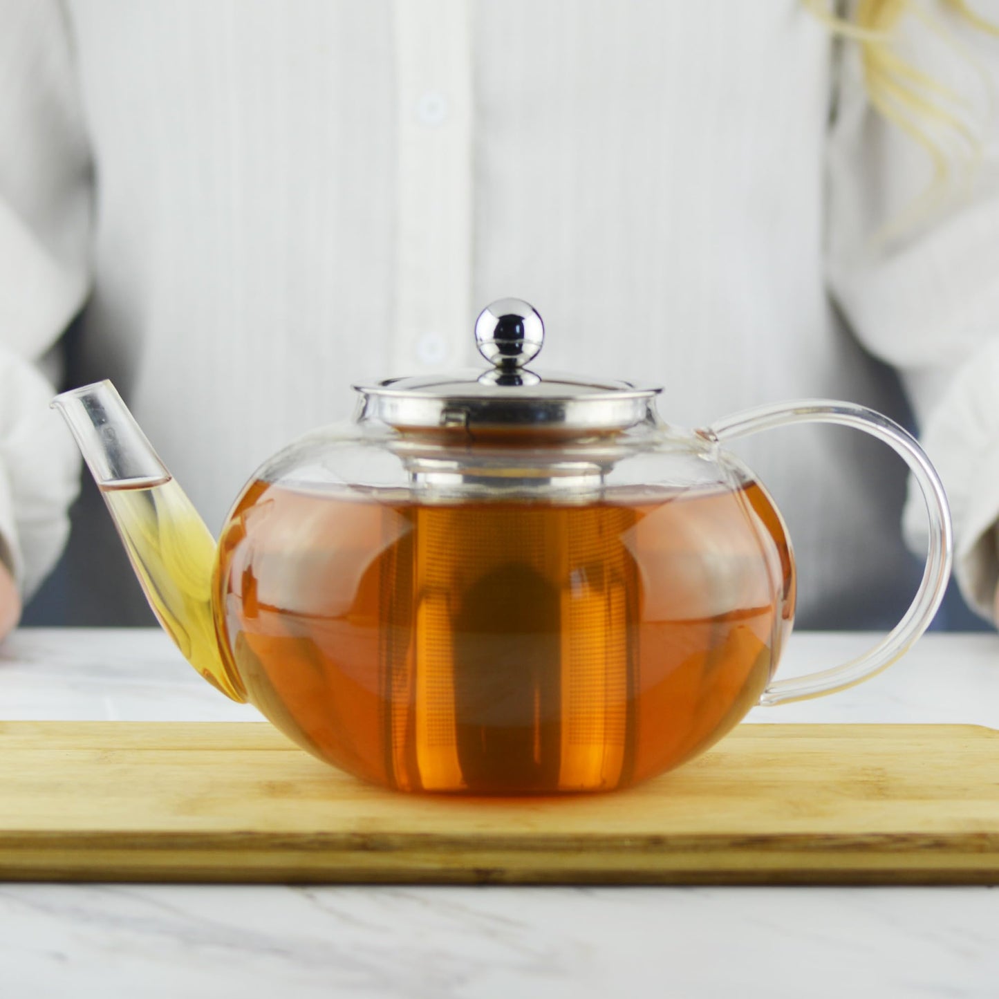 GROSCHE - Joliette Borosilicate Glass Teapot with Stainless Steel Infuser - 4 Cup Glass Teapot with Removable Strainer for Loose Leaf & Herbal Tea, Dishwasher Safe, Canadian Brand! 1250ml 42 fl. oz