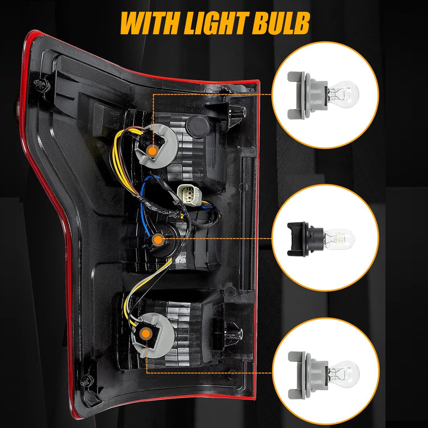 Tail Light Compatible With Ford F150 F-150 2018 2019 2020 Right Passenger Side Taillight Rear Brake Lamp Signal Assembly with Bulb Replace JL3Z13404H