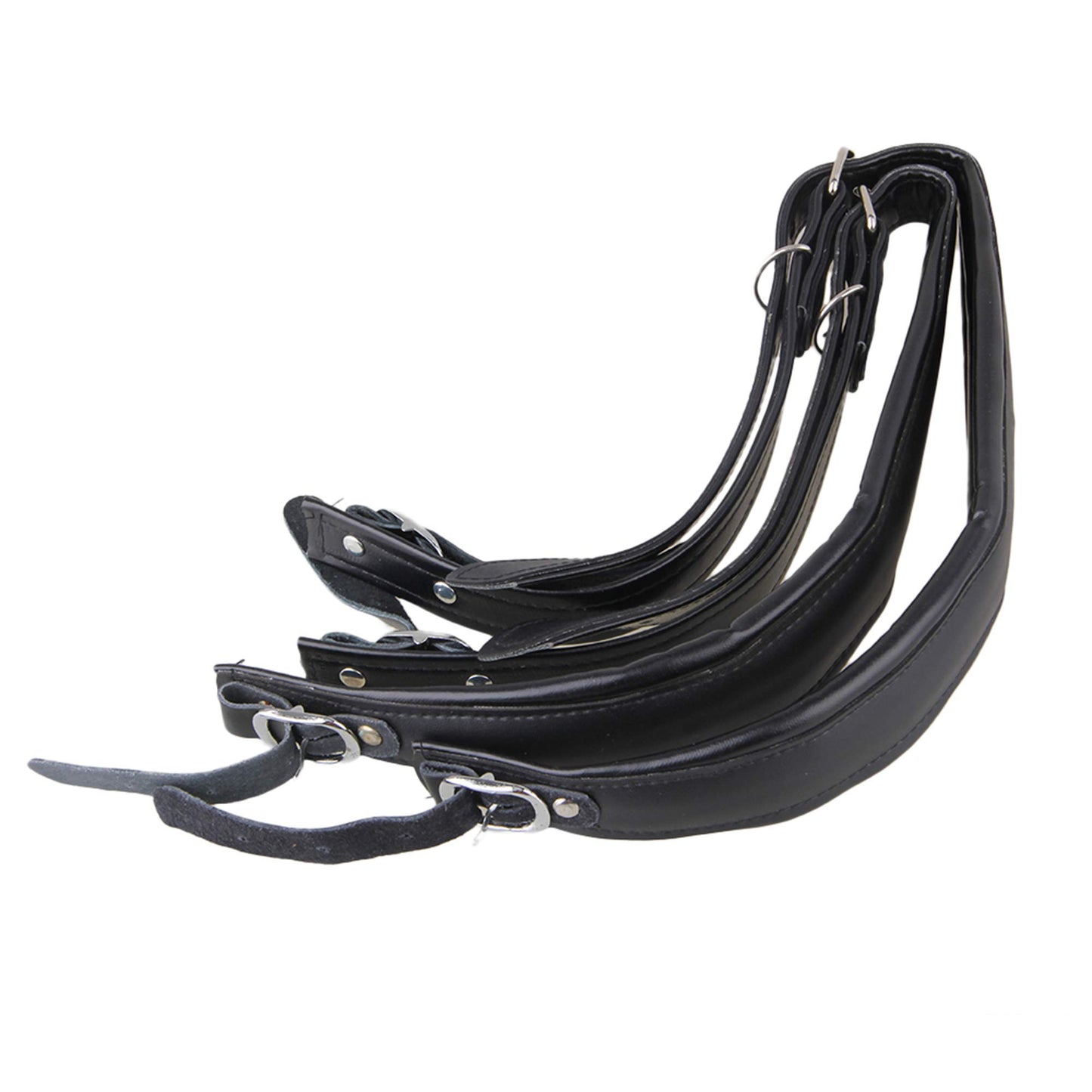 Yibuy 2Pcs Artificial Leather Accordion Straps Black Straps Replacement Musical Instrument Accessories