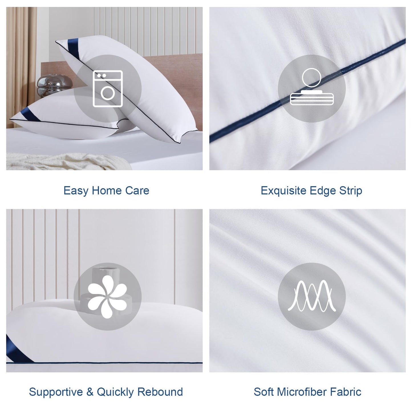 Pillows King Size Set of 4,Soft Microfiber King Pillows with Hollow Fiber,Hotel Quailty Bed Pillows for Sleeping 4 Pack for Back,Stoamch Sleeper