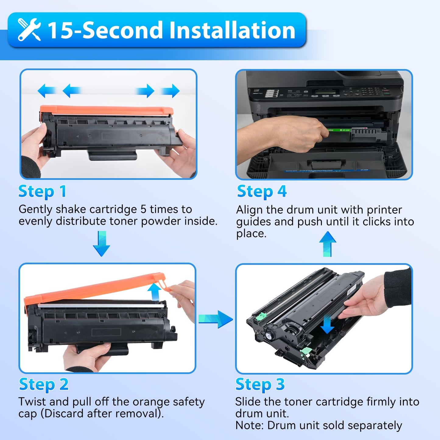 ZIPRINT TN760 Toner Cartridge and DR730 Drum Unit Compatible Replacement for Brother TN 760 TN-760 TN730 DR730 for MFC-L2710DW MFC-L2750DW HL-L2370DW DCP-L2550DW (2 Toners, 1 Drum Unit, 3 Pack)