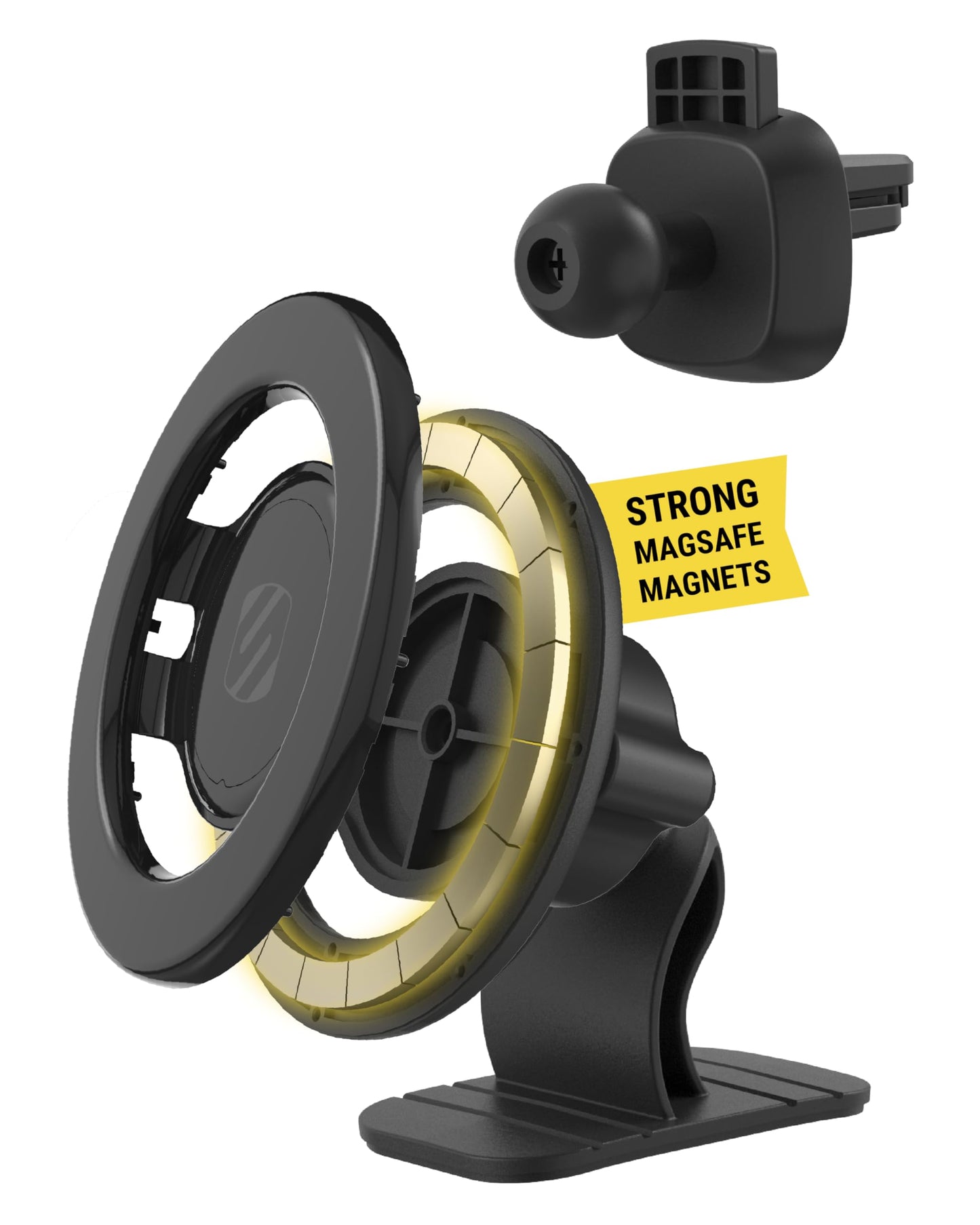 Scosche SMSDV MagicMount MagSafe Car Mount for Vent/Dashboard Cell Phone Holder, 360 Rotation Magnetic Phone Stand for Dash with Vent Clip Compatible with iPhone 16 15 14 13 12 and Android Cellphone