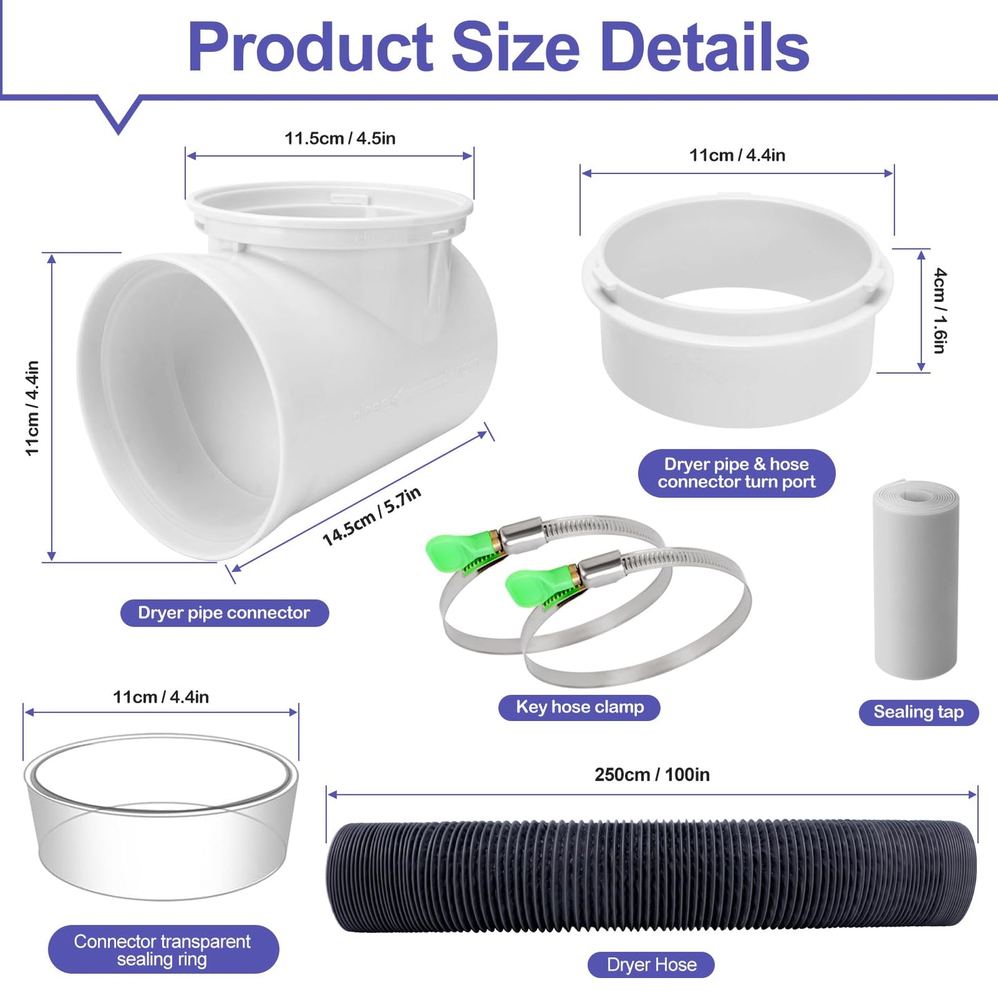 Dryer Vent Hose for Tight Space,90 Degree Dryer Vent Elbow,Better Than Magnetic Dryer Vent Connector Kit,Dryer Vent Cleaning Kit