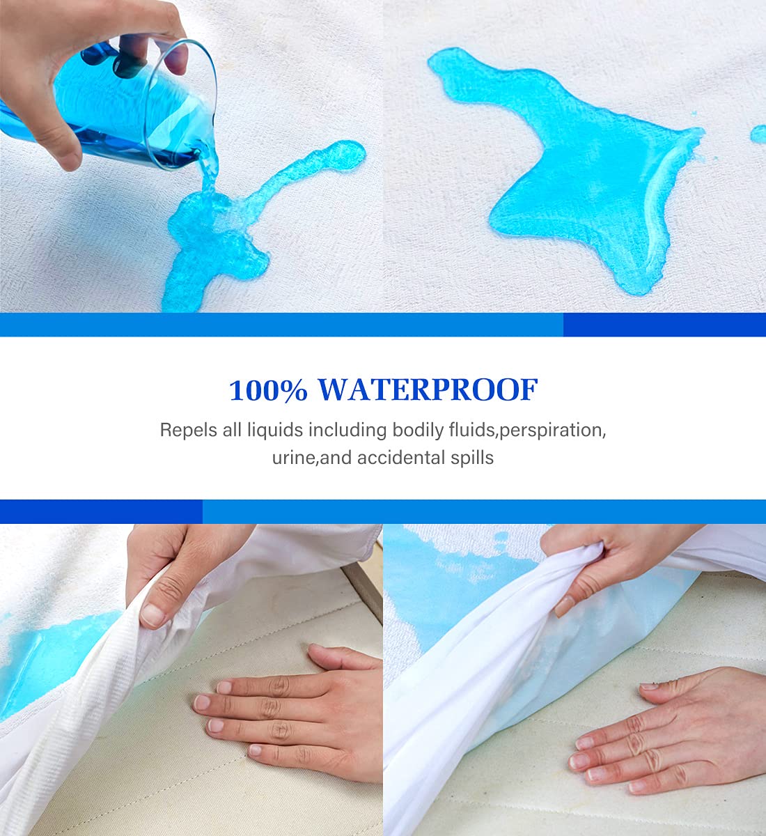 2 Pack Twin Mattress Protector, Mattress Cover Waterproof Mattress Protector Twin for Kids, Noiseless Soft Breathable Terry Pad for Kids Pets Adults 39"x75"