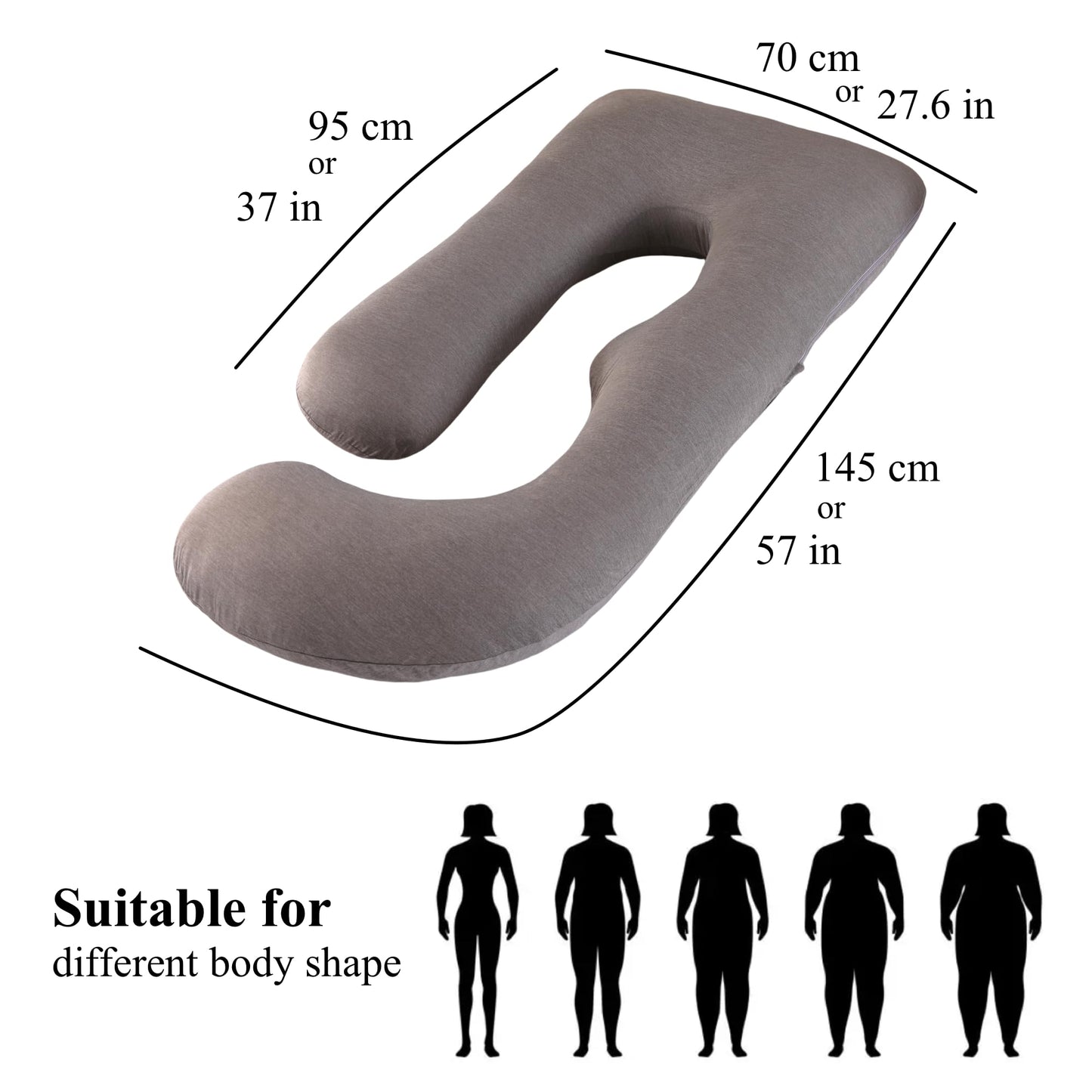 Pregnancy Pillow, Full Body Maternity Pillow 57 inch, with Removable Washable Cover - Sleep Support for Legs, Back, Neck, Shoulder, HIPS, Belly for Pregnent Women (Cooling Cover)