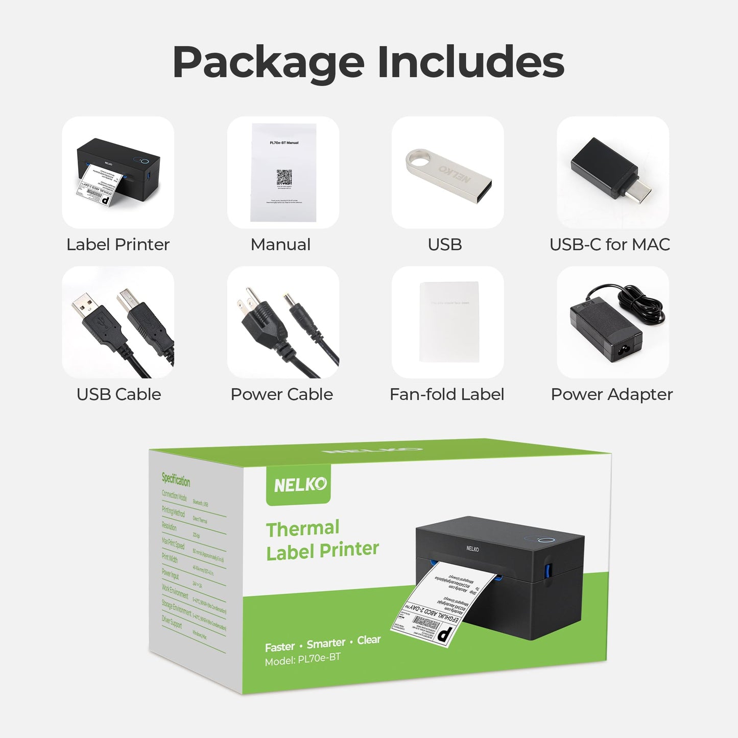 Bluetooth Shipping Label Printer, NELKO Wireless 4x6 Thermal Shipping Label Printer for Small Business, Support iPhone, Android, Windows, MAC and Chrome OS, Widely Used for Canada Post, Amazon, Etsy