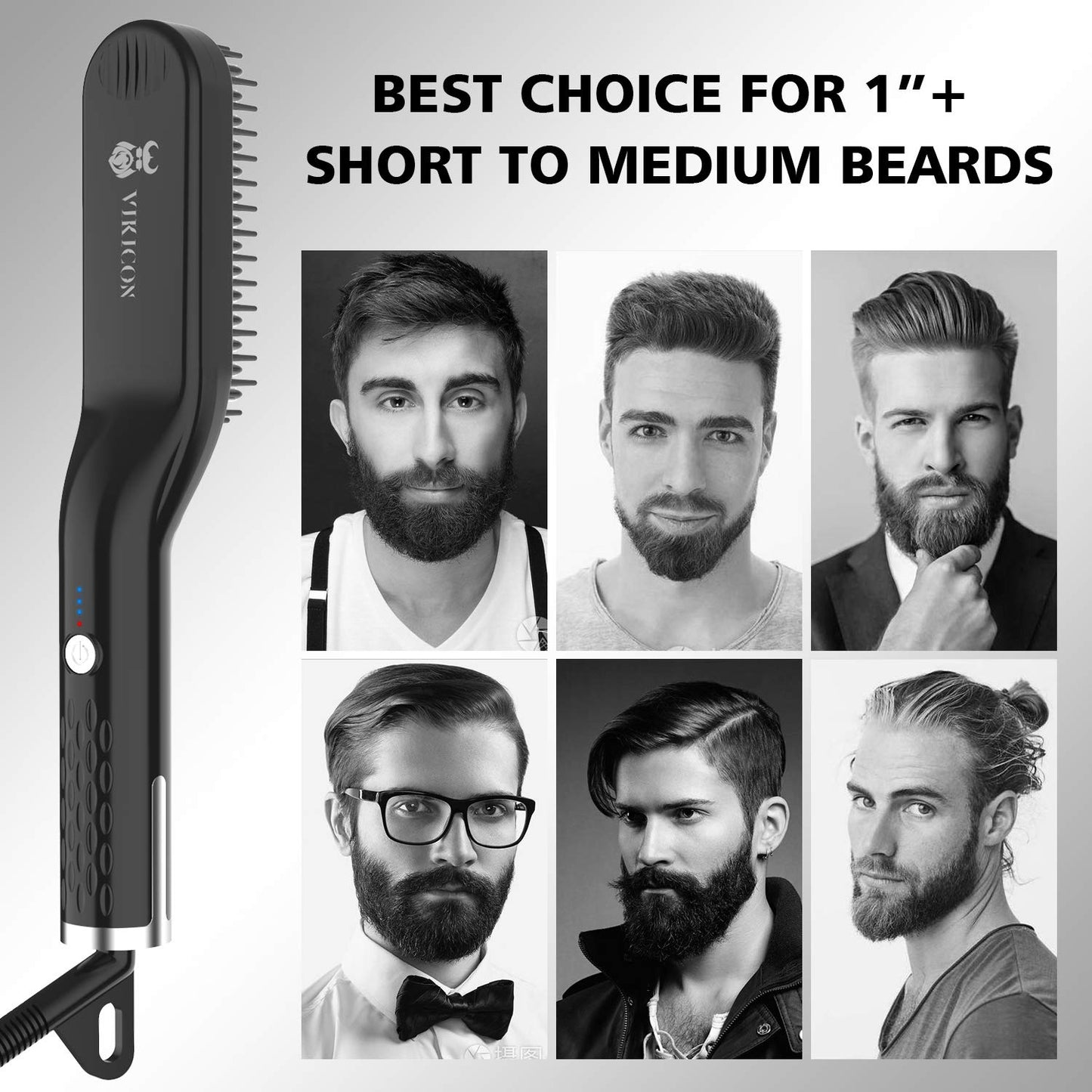 Beard Straightener for Men with FREE Beard Oil and Beard Balm, Fast Anti-Scald Beard Straightening Comb, Double Sided Ceramic Heated Beard Brush 3 Temperature Settings Portable for Travel and Home