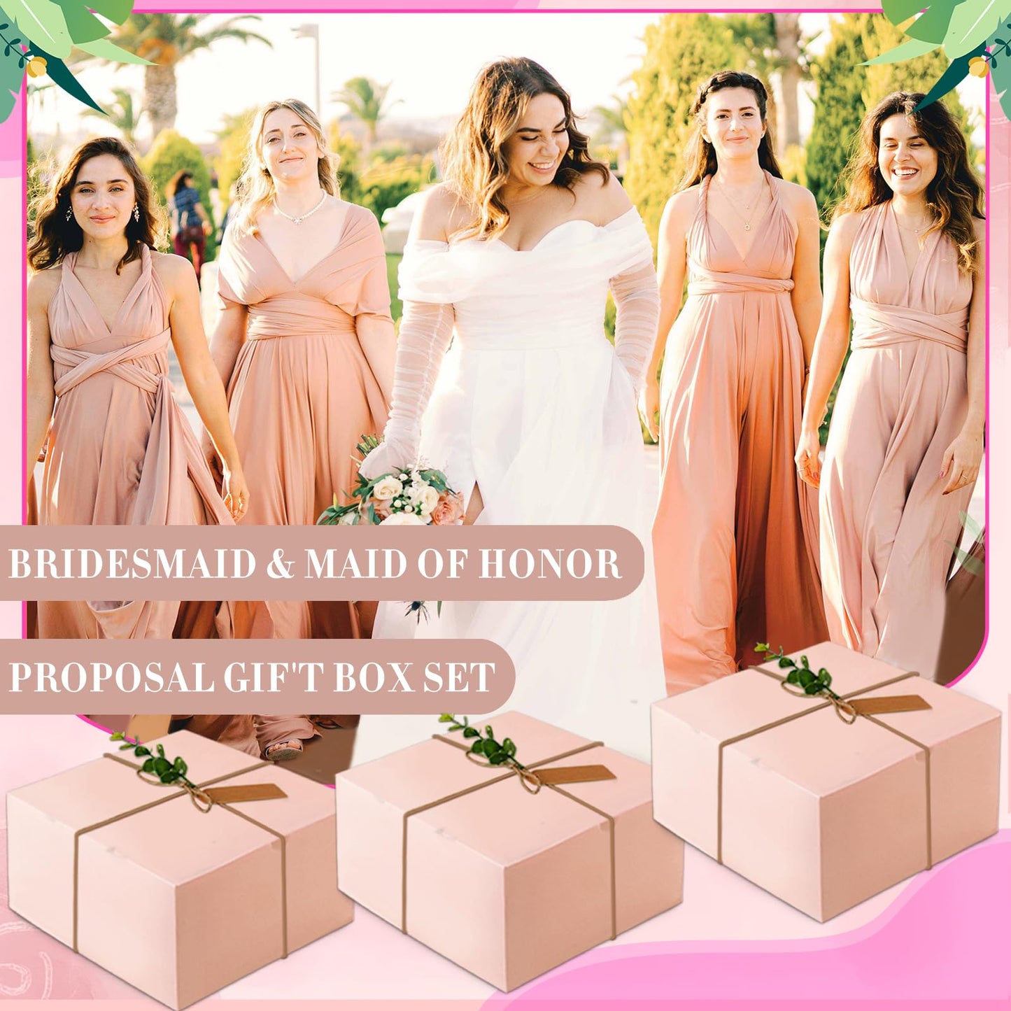 CITYCHALET 36 Pcs Bridesmaid Gifts Set of 4 Pink