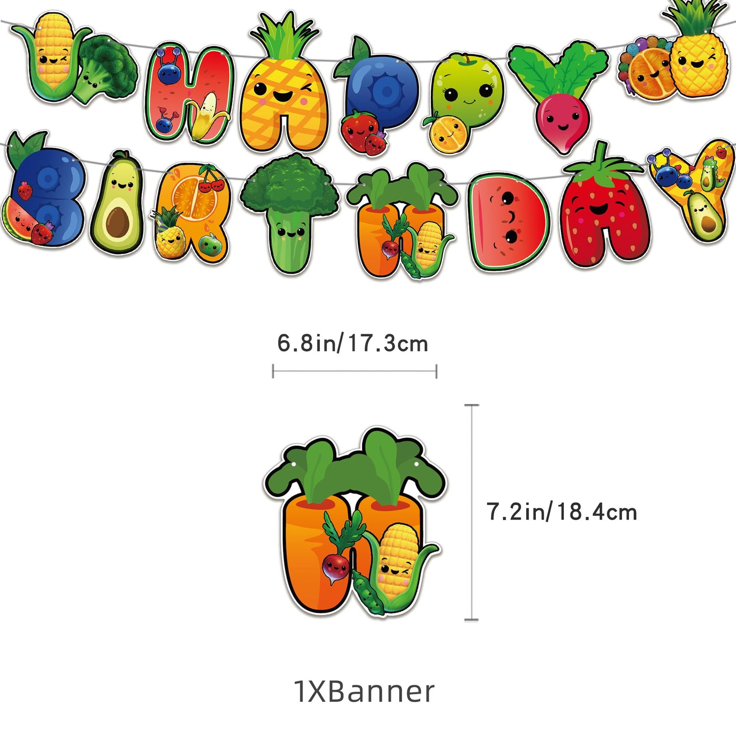 Hey Bear Sensory Fruit Party Supplies,Including Birthday Bannner,Cake Copper ,Ballon,Party Background,Suitable for Fruit Birthday Party Decorations,Holiday Party,Party Favor etc