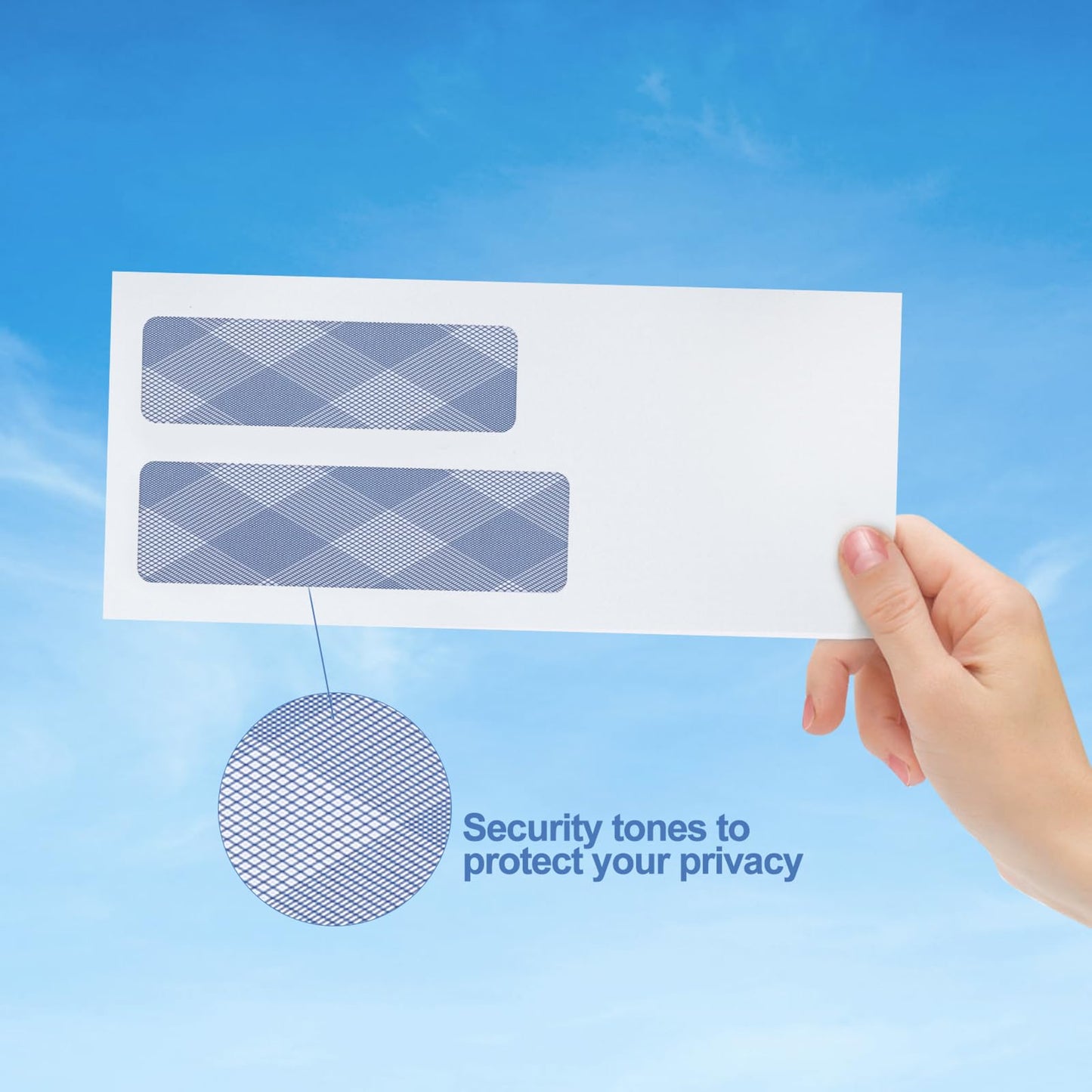 750#10 Security Envelopes, PANDRI NO.10 Self-Seal Double Window Envelopes Designed for QuickBooks Invoices, Business Statements & Documents - Number 10 Size 4 1/8 Inch X 9 1/2 Inch - 24 LB