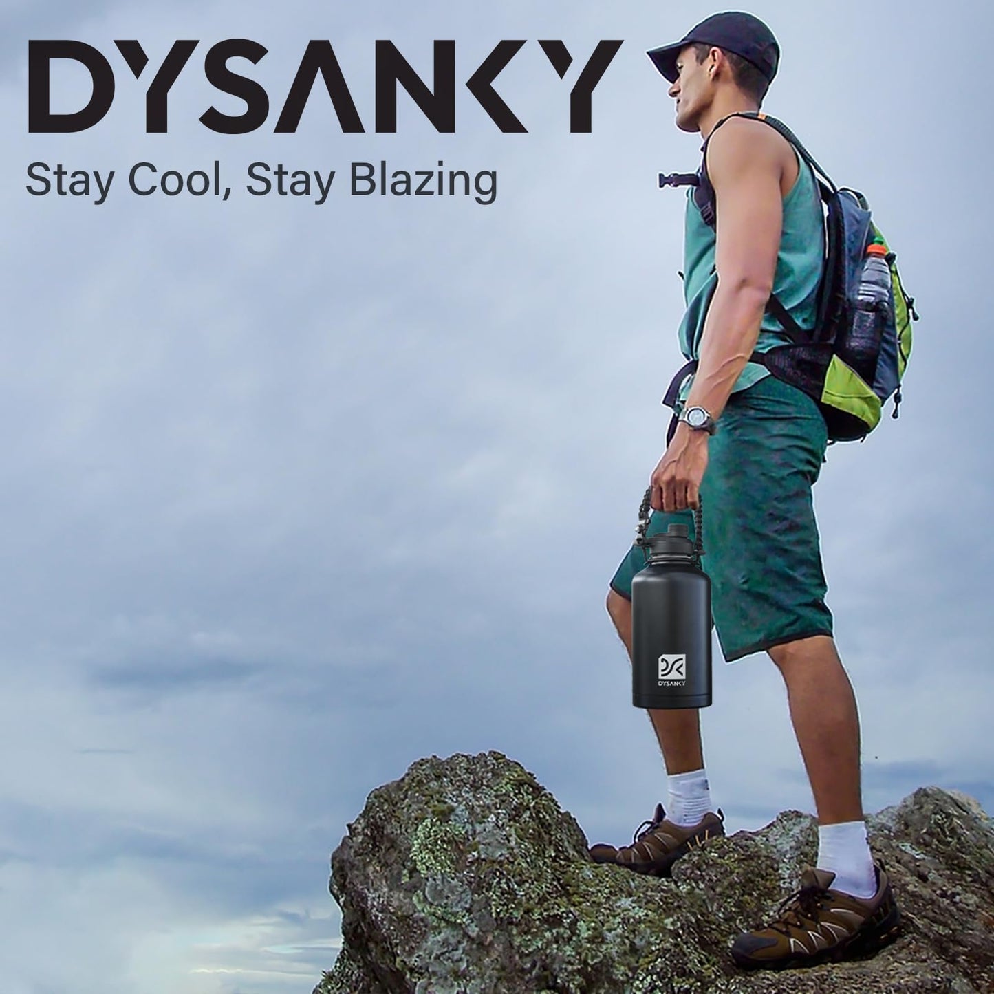 DYSANKY 2L Insulated Water Bottle 64 oz - Multiple Insulation Vacuum Sealed - Portable Sports Half Gallon Metal Water Jug for Outdoor Adventure, Gym, and Daily Use - Leak Proof & Non-BPA 2 Liter