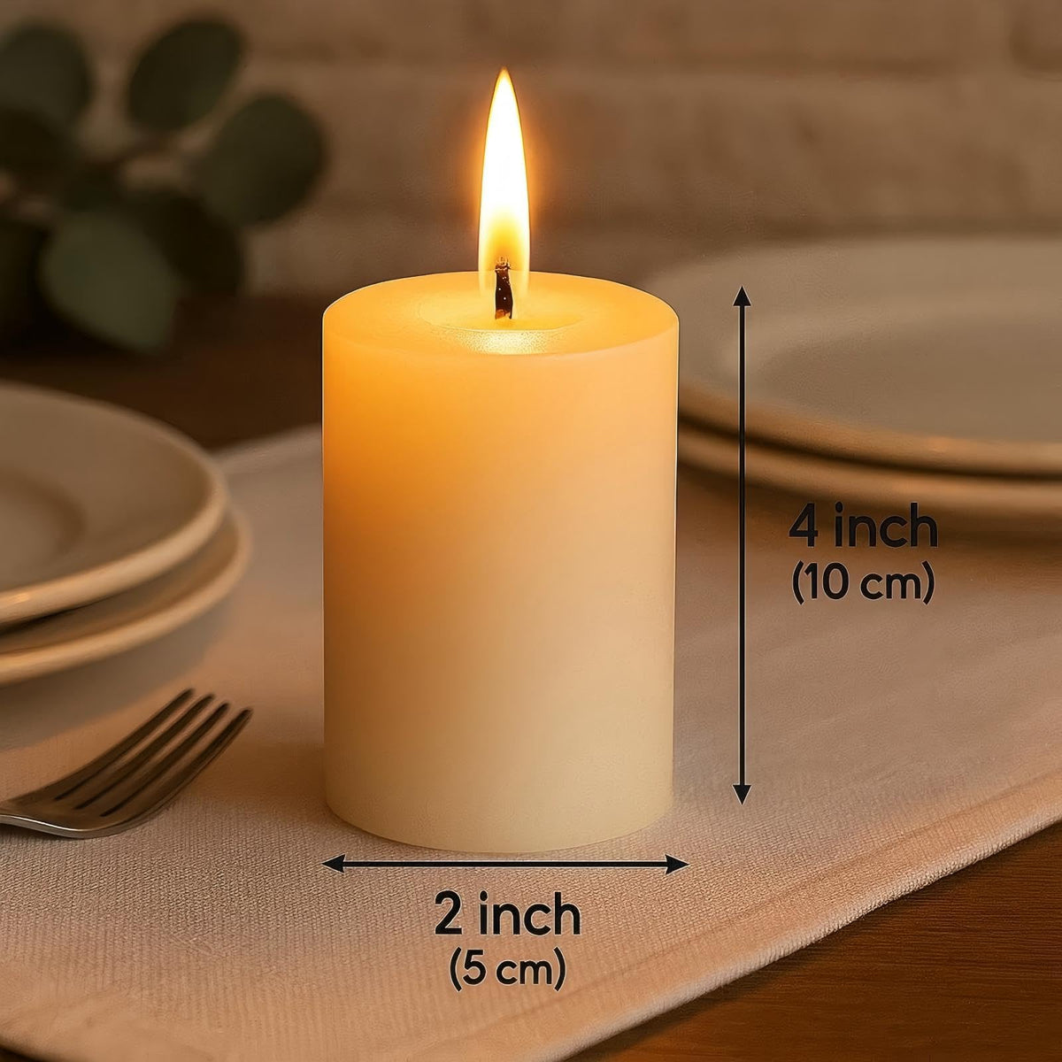Aurestan 12 Pack Unscented Pillar Candles, 2x4 Inch Classic Ivory White, 30-Hour Burning Smokeless Candles for Wedding Decorations, Centerpieces, Emergency Kit, Dinner, Home Gatherings & SPA