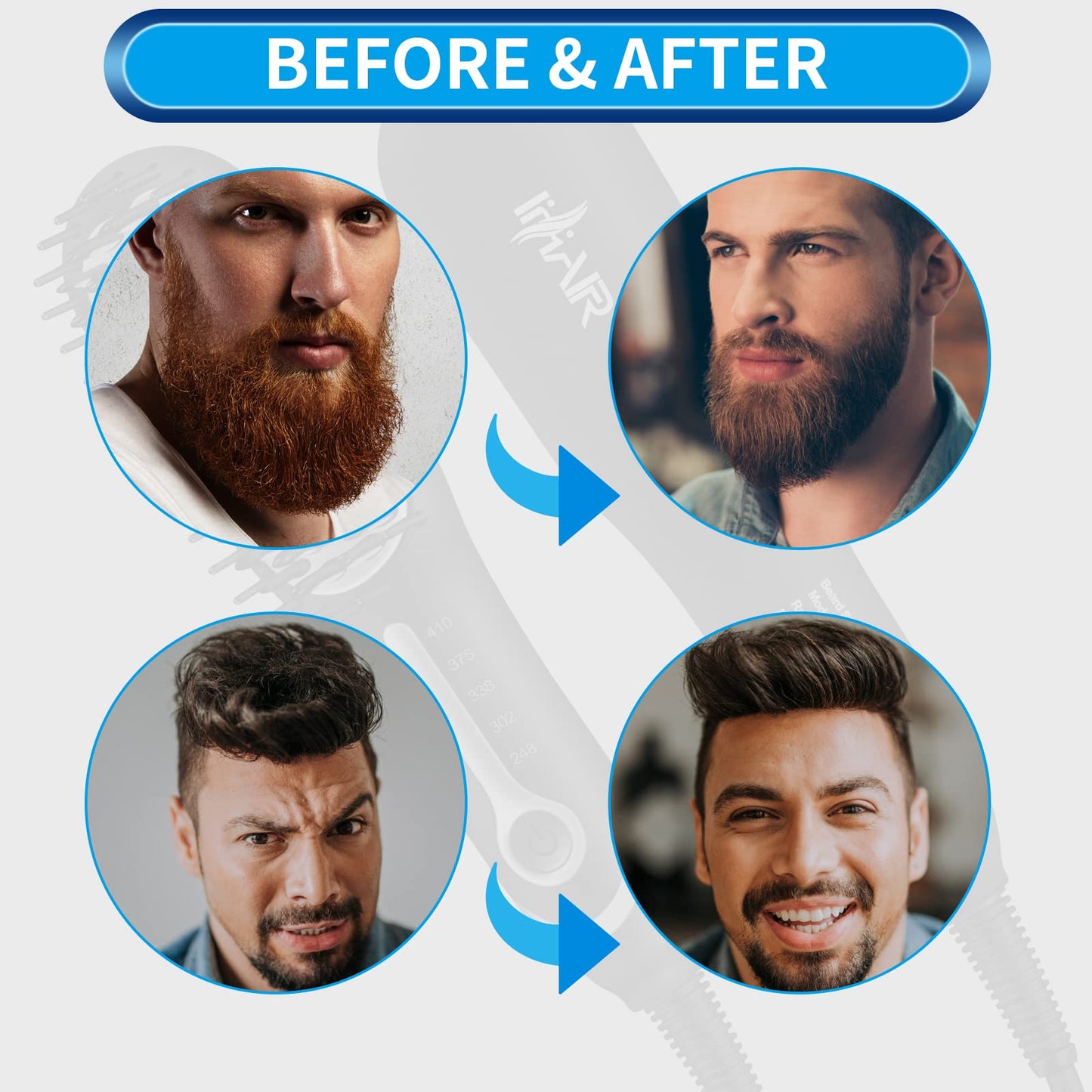 Beard Brush Premium Professional Beard Straightening Beard Comb Heated Beard Kit 3 in 1 Beard Straightening Comb 5 Temp Settings -Anti-Scald Feature for Men for Home and Travel