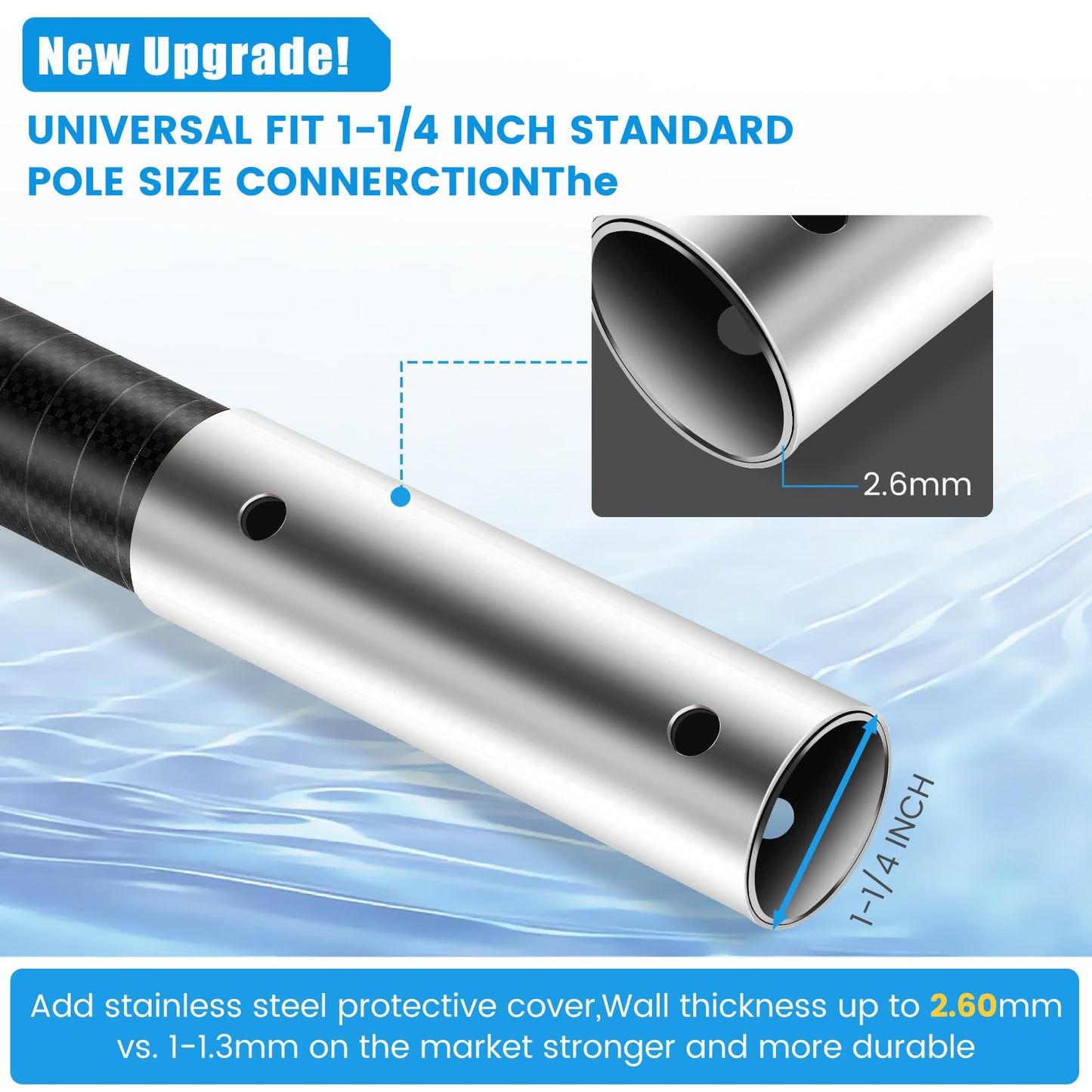 𝑵𝒆𝒘 Pool Pole Carbon Fiber, Premium15FT Pool Pole telescopic 4.6 to 15 FT, Adjustable 4 Piece Extendable Pool Cleaning Pole, Professional Pool Pole fit for Brushes, Vacuum, Nets, Skimmers, Rakes