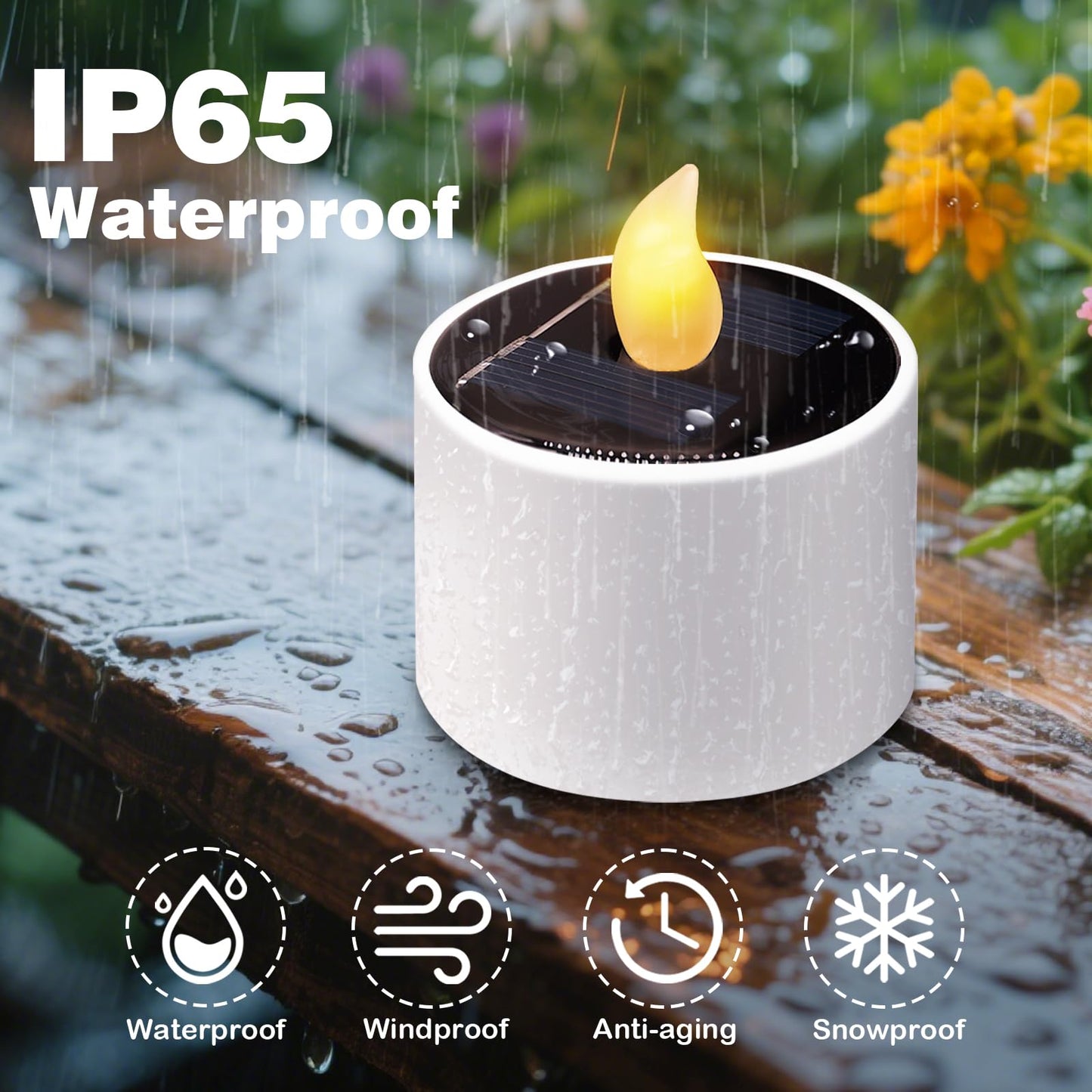Solar Tea Lights Outdoor - 10 Pack Waterproof Rechargeable Dusk to Dawn Outdoor Lighting Flameless Flicker Reusable LED Solar Candles for Lanterns Camping Garden Home Decorations, 2.3''x2.1''