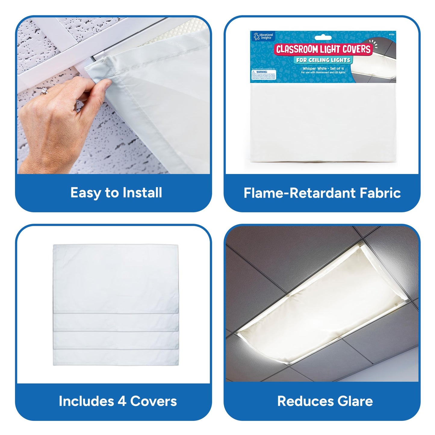 Educational Insights 1231 Classroom Light Filters-Whisper, White, Set of 4
