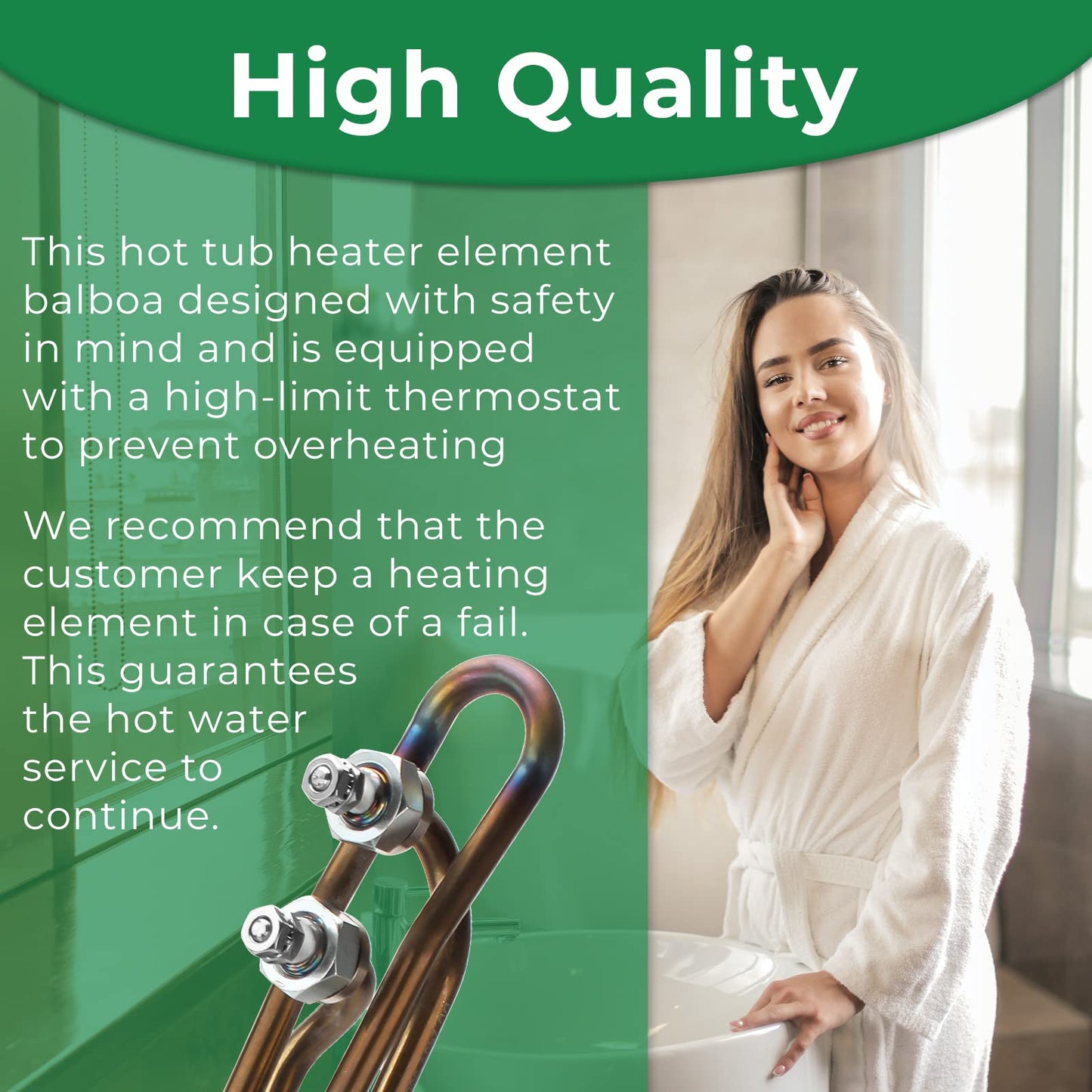 5.5KW 240V Titanium Flo-Thru Universal Heating Element, Hot Tub Heater Element with Mounting Hardware Replacement for Balboa Spa Heater Element, Applicable in Spas Electric Heaters Or Swimming Pools