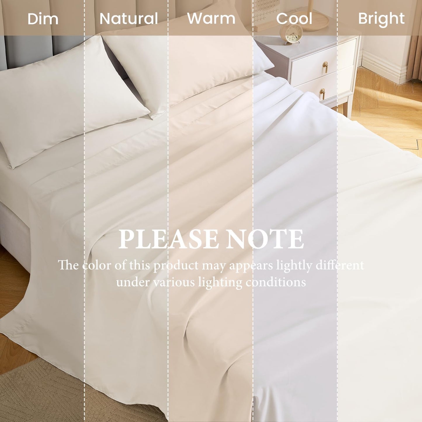 JOLLYVOGUE Queen Size Bed Sheet Set - 4 Piece Bed Sheets Set with Deep Pocket - Soft Breathable & Cooling - Resists Shrinkage & Fading Draps Queen - Easy Care (Beige)