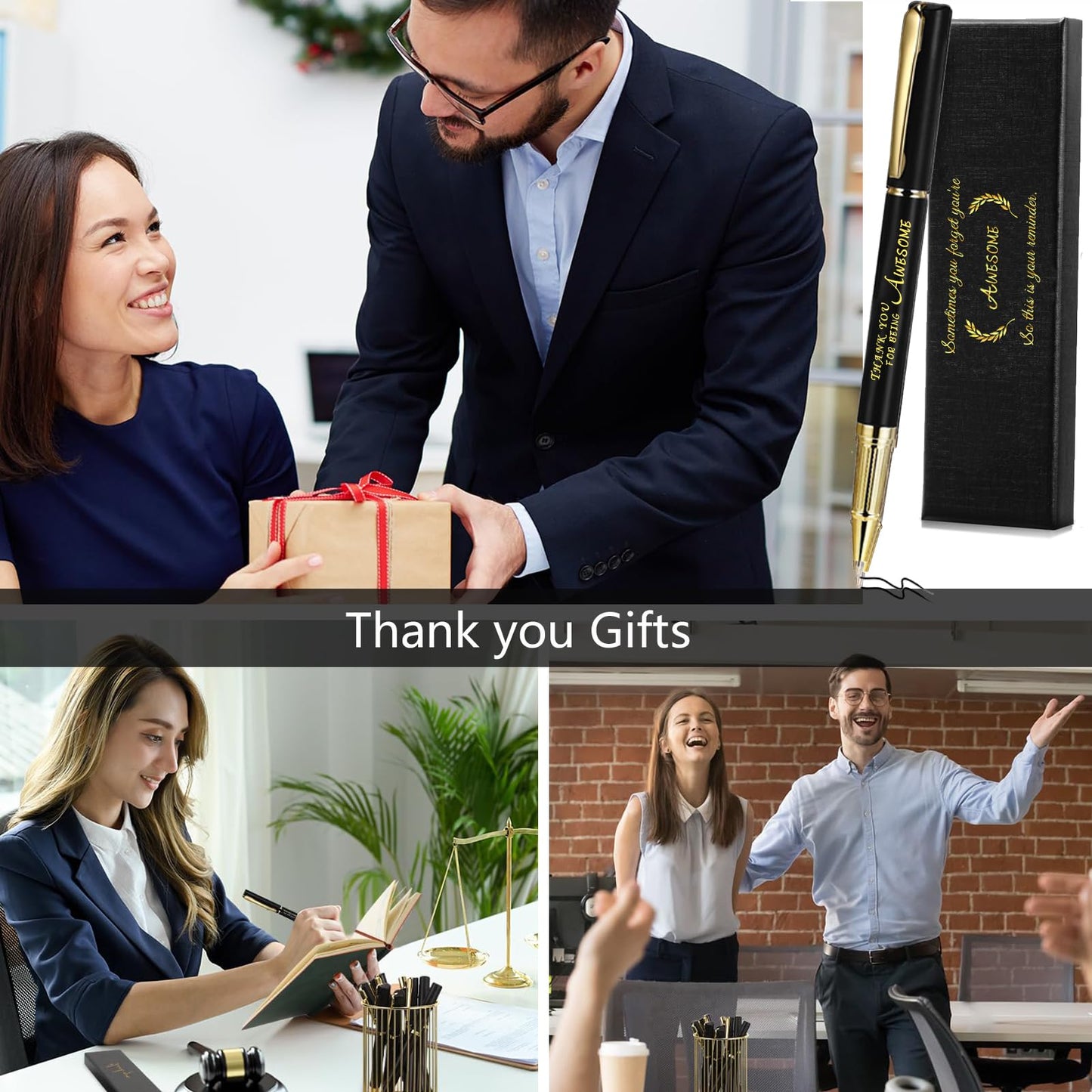 10/20/40 Sets Inspirational Thank You Gifts Employee Appreciation Gifts Bulk Ballpoint Engraved Business Pens with Gift Boxes (THANK YOU FOR BEING AWESOME, 20)