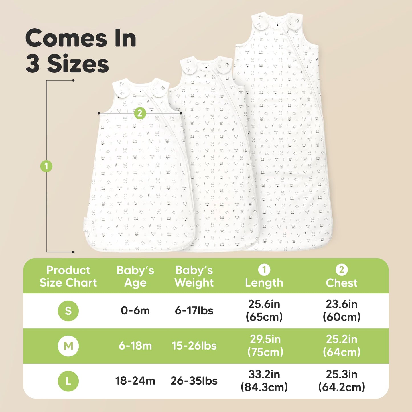 2-Pack Organic Baby Sleep Sacks, 100% Cotton - Soft & Breathable 0.5TOG Baby Wearable Blanket, Toddler Sleeping Sack 6-18 months, Easy to Wear Transitional Swaddles for Newborns, Infants (Nordic, M)
