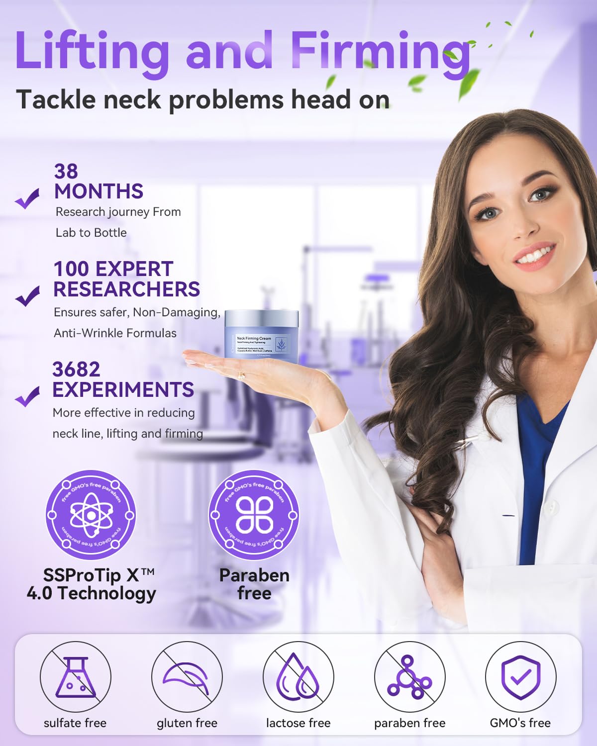 5-IN-1 Neck Firming Cream: [30+ SGS Certified] [Used by Over 1M Fans] Tightening & Firming Neck Cream, Neck & Décolleté for Wome (2PC)