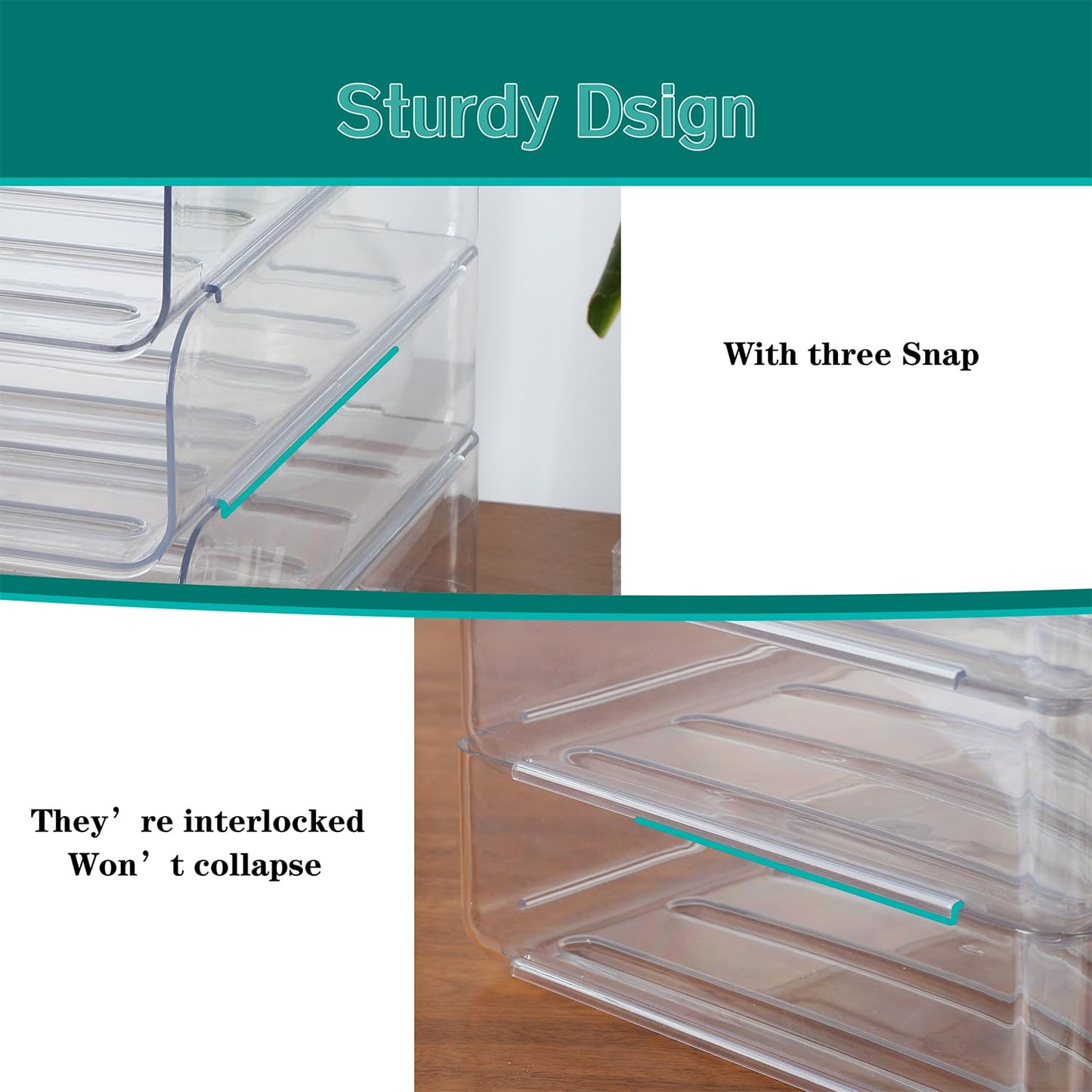 HKeeper 4 Tiers Stackable Desk Organizer,Letter Tray Organizer,A4 Paper Holder Holder,Desktop Book Magazine File Supplies Organizer,Perfect Office Manager(Portrait,Clear 4pcs/Set)