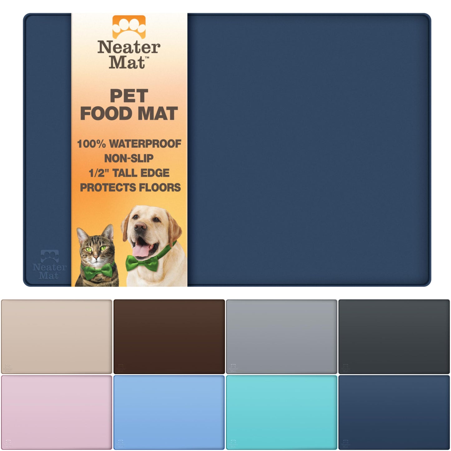 Neater Pet Brands Neater Mat Pet Mats for Food and Water, Dog Bowl Mat Waterproof Silicone, Pet Mat for Dog or Cat, Dog Food Mats for Floors Waterproof, Dog Water Mat & Dog Food Mat with Raised Edge