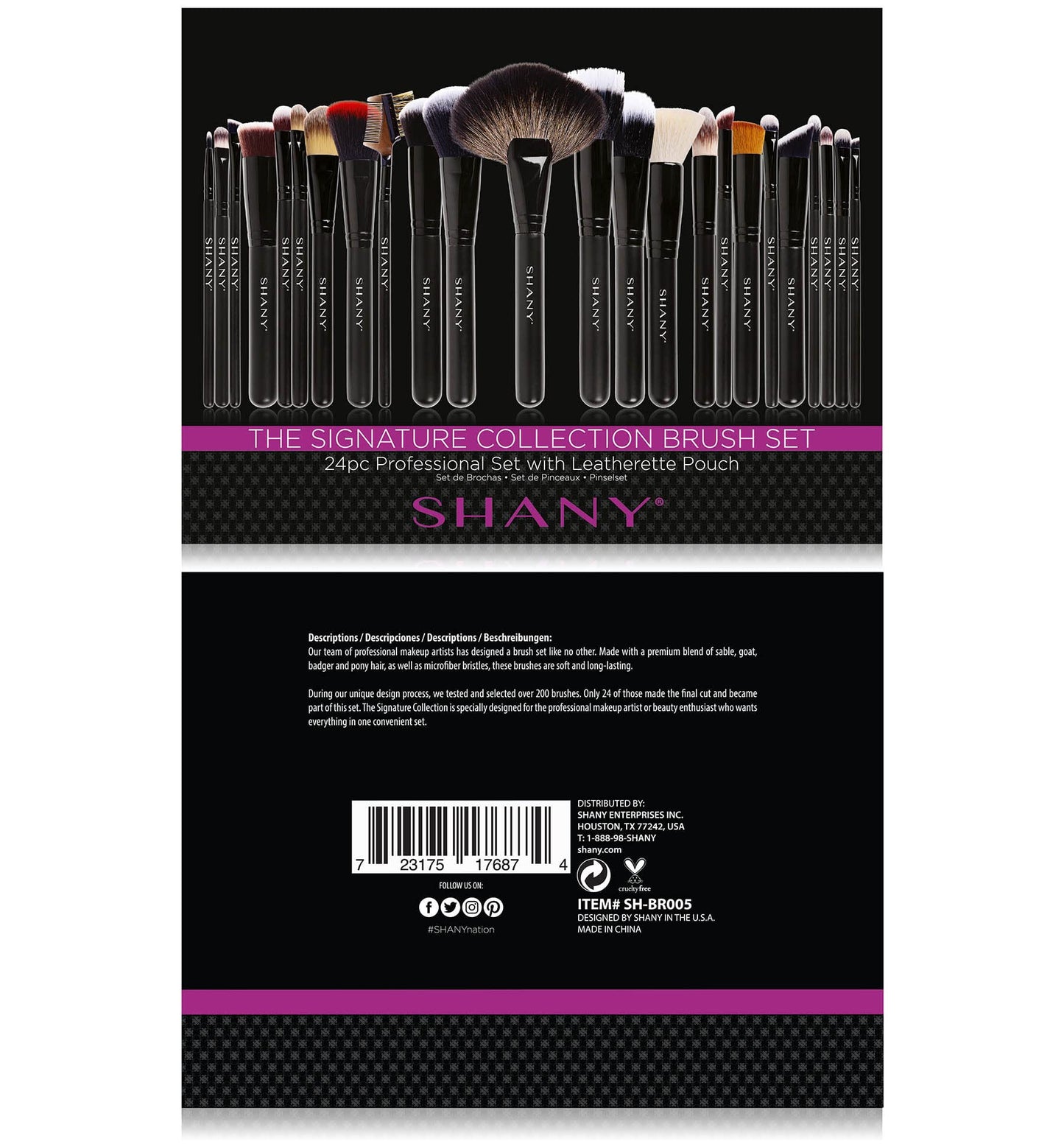 SHANY The Masterpiece Pro Signature Brush Set 24 Pieces Handmade Natural/Synthetic Bristle with Wooden Handle