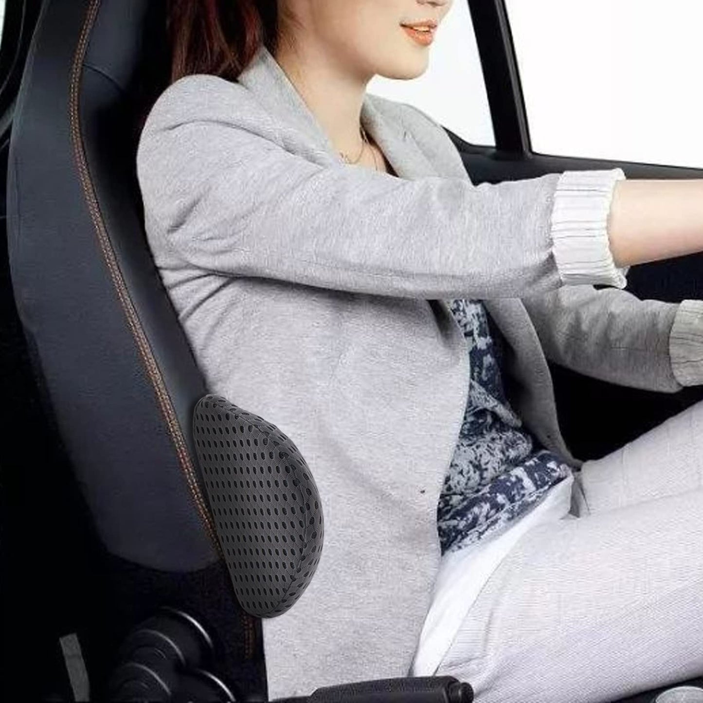 Lumbar Pillow, FOUSUPDT Memory Foam Lumbar Support Pillow for Office Chair and Car Seat, Back Support Pillow for Lower Back Pain Relief, Support Cushion Back Pillow for Sleeping, Driving(Grey)