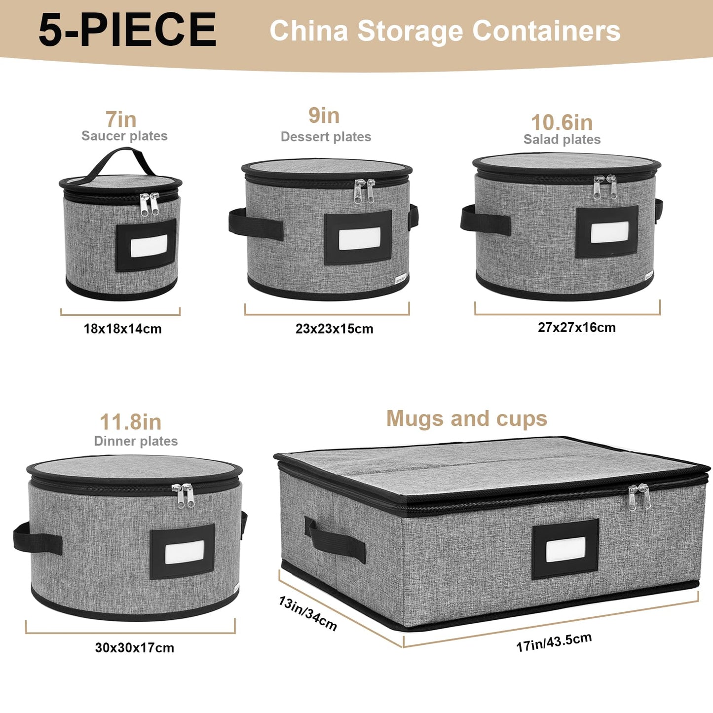 homyfort China Storage Containers, Hard Shell for Plates, Moving Boxes for Dishes, Cups, Mugs, Tableware Moving Supplies for Kitchen Organization- 5-Piece Set (5-piece set)
