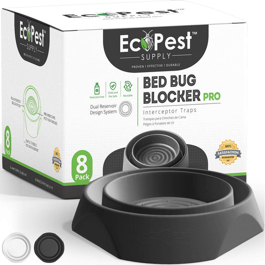 Bed Bug Interceptors - 8 Pack | Bed Bug Blocker (Pro) Interceptor Traps (Black) | Eco Friendly Insect Trap for Bed Legs | No Chemicals or Pesticides | Monitor, Detector, and Trap for Bed Bugs