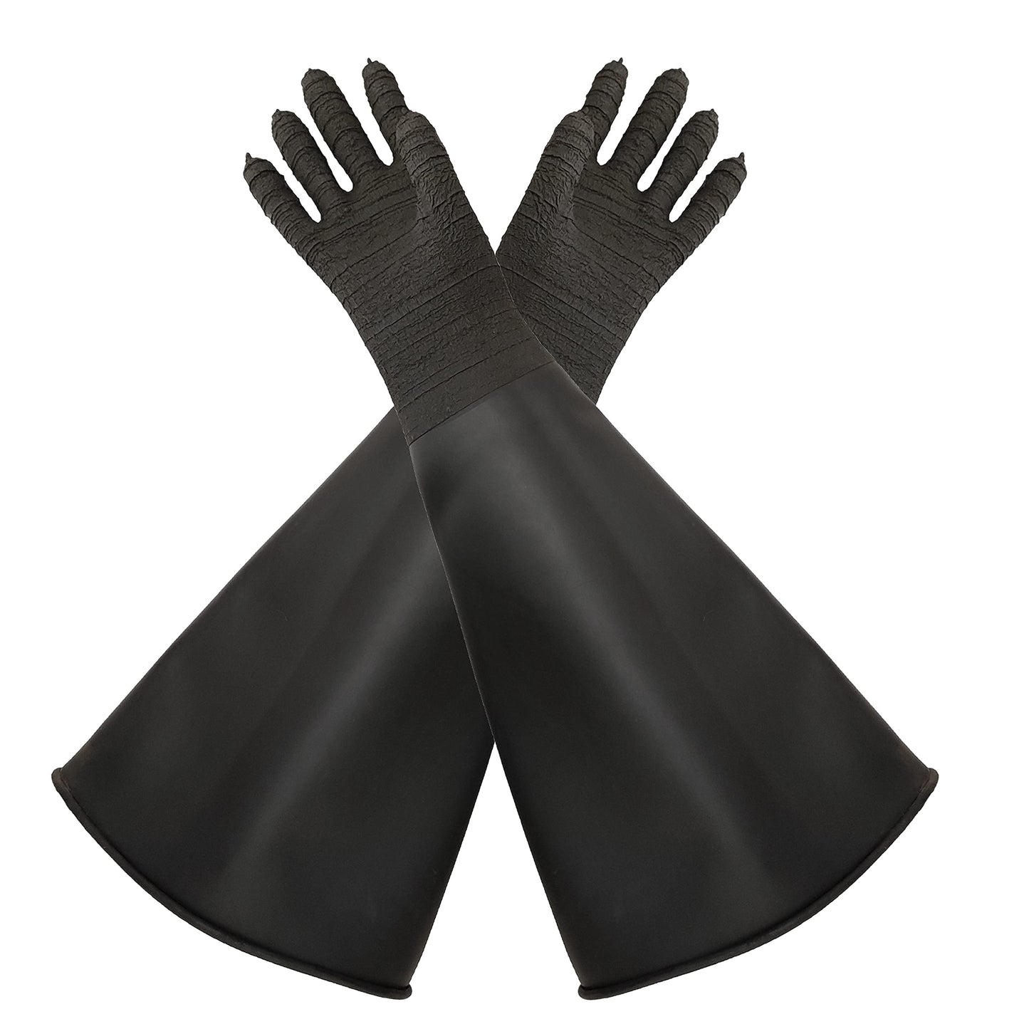 HOLDWIN Heavy Duty Sandblasting Gloves - 24.8" Striped Rubber Gloves for Sandblaster Protection