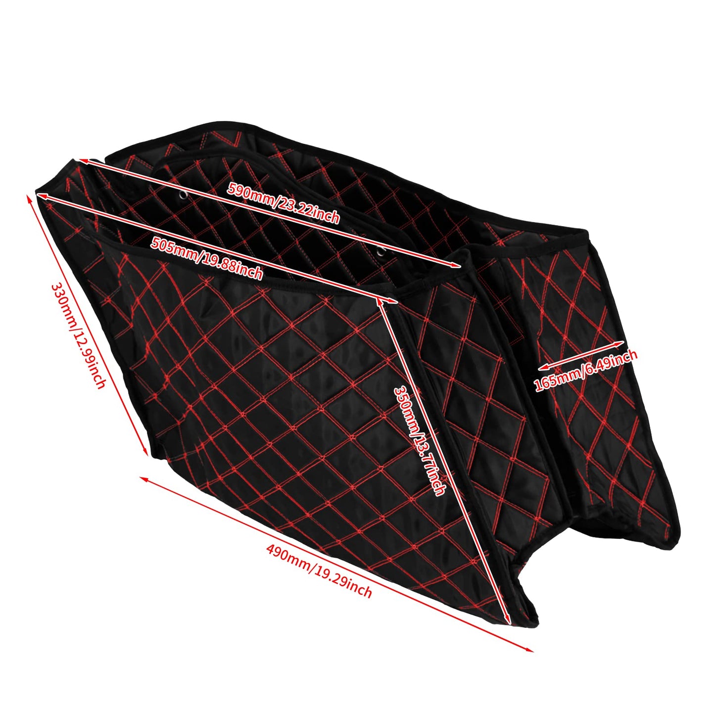 HDBUBALUS Stretched Saddlebag Liners Inserts Compatible with Harley 2014-2023 1 Pair (Red Stitching, for 4'' Saddlebag)